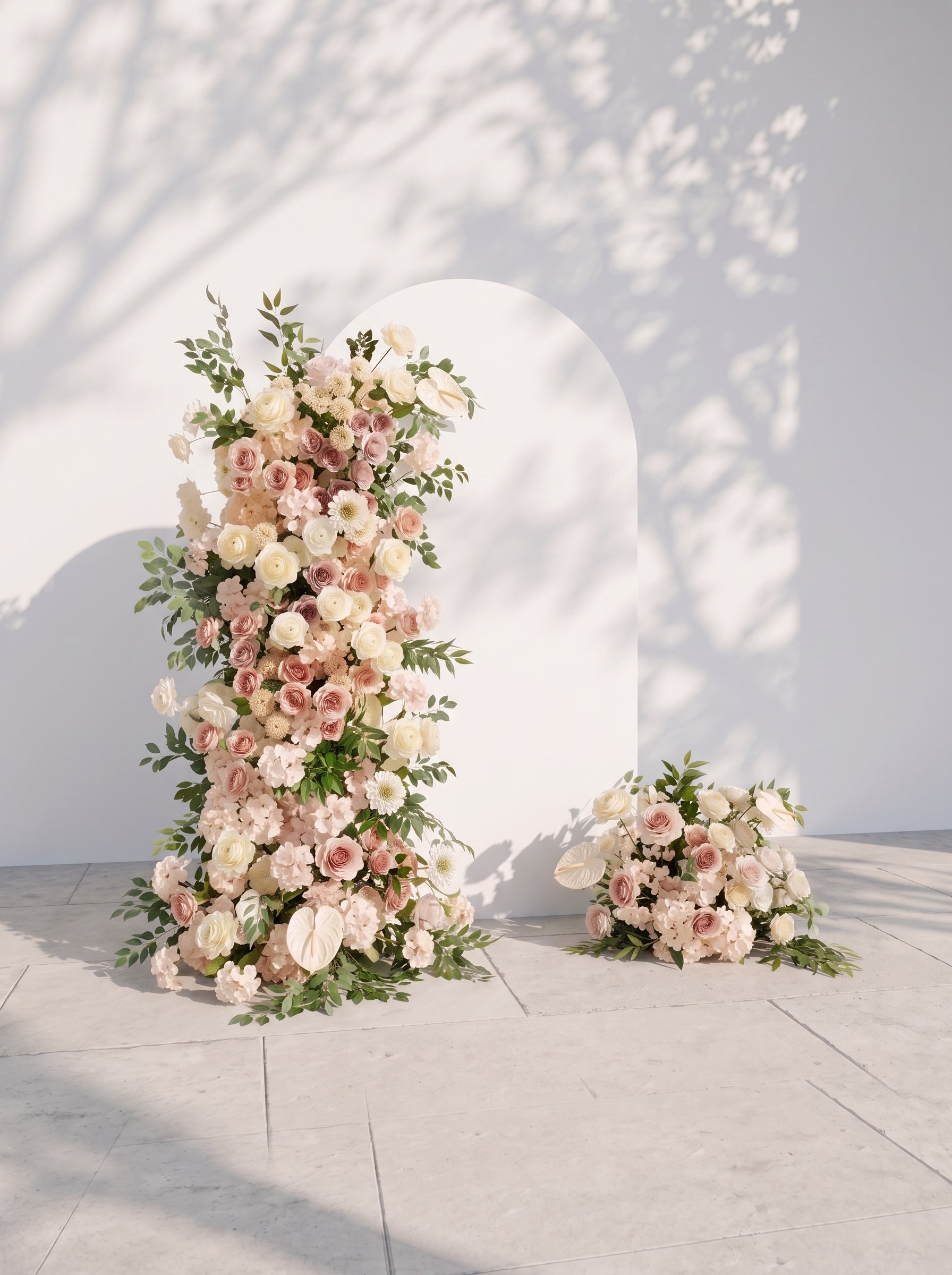 Nylliane:  Wedding Background Arch Pillar Decorative Flower Row Excluding Frame — left view