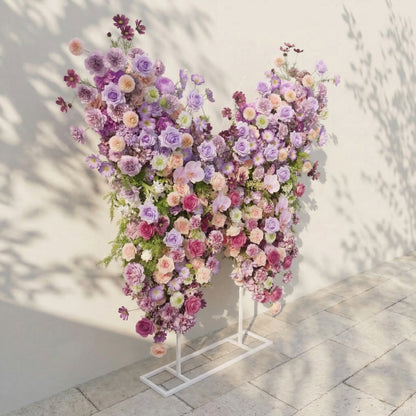 Nyvra: Dreamy Lavender &amp; Purple Butterfly-Shaped Artificial Floral Wall for Garden Wedding &amp; Event