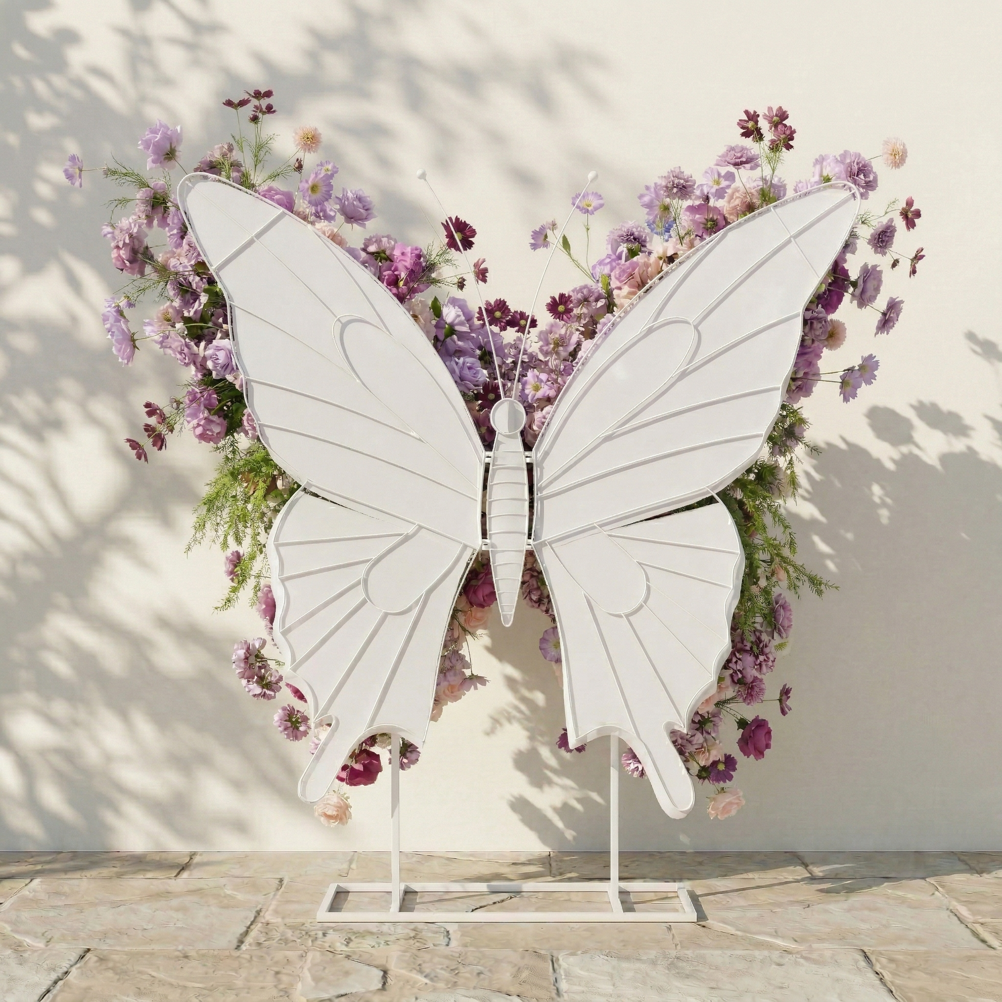 Nyvra: Dreamy Lavender &amp; Purple Butterfly-Shaped Artificial Floral Wall for Garden Wedding &amp; Event