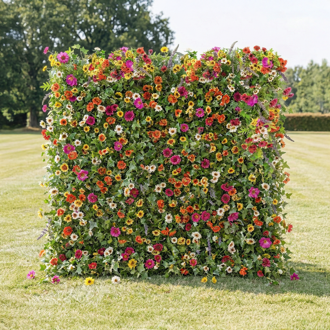 Odette: 5D Multi-Color Wildflower Silk Floral Wall Roll-Up Fabric Backdrop for Natural Garden Weddings &amp; Parties