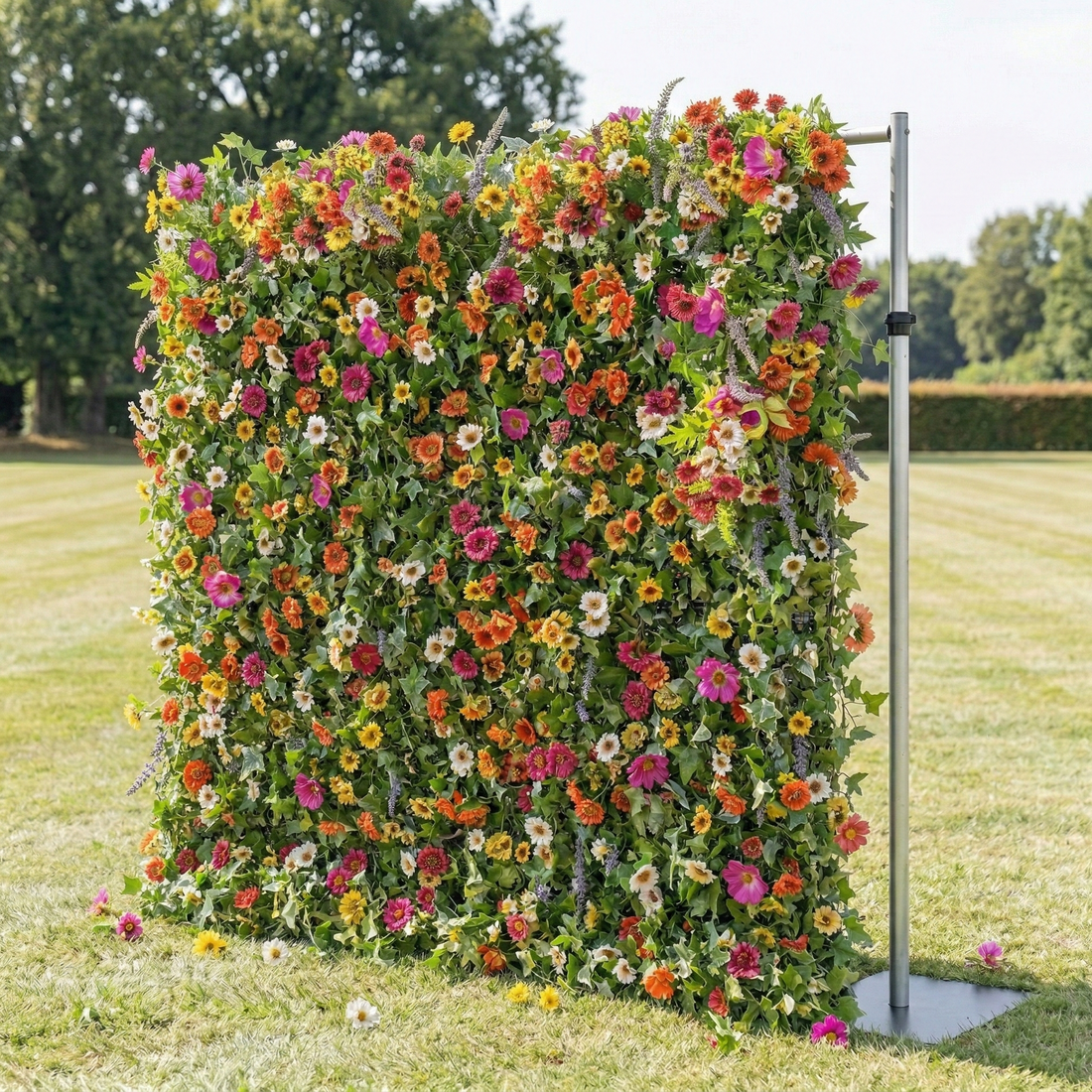 Odette: 5D Multi-Color Wildflower Silk Floral Wall Roll-Up Fabric Backdrop for Natural Garden Weddings &amp; Parties