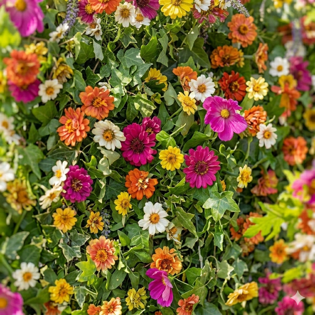 Odette: 5D Multi-Color Wildflower Silk Floral Wall Roll-Up Fabric Backdrop for Natural Garden Weddings &amp; Parties