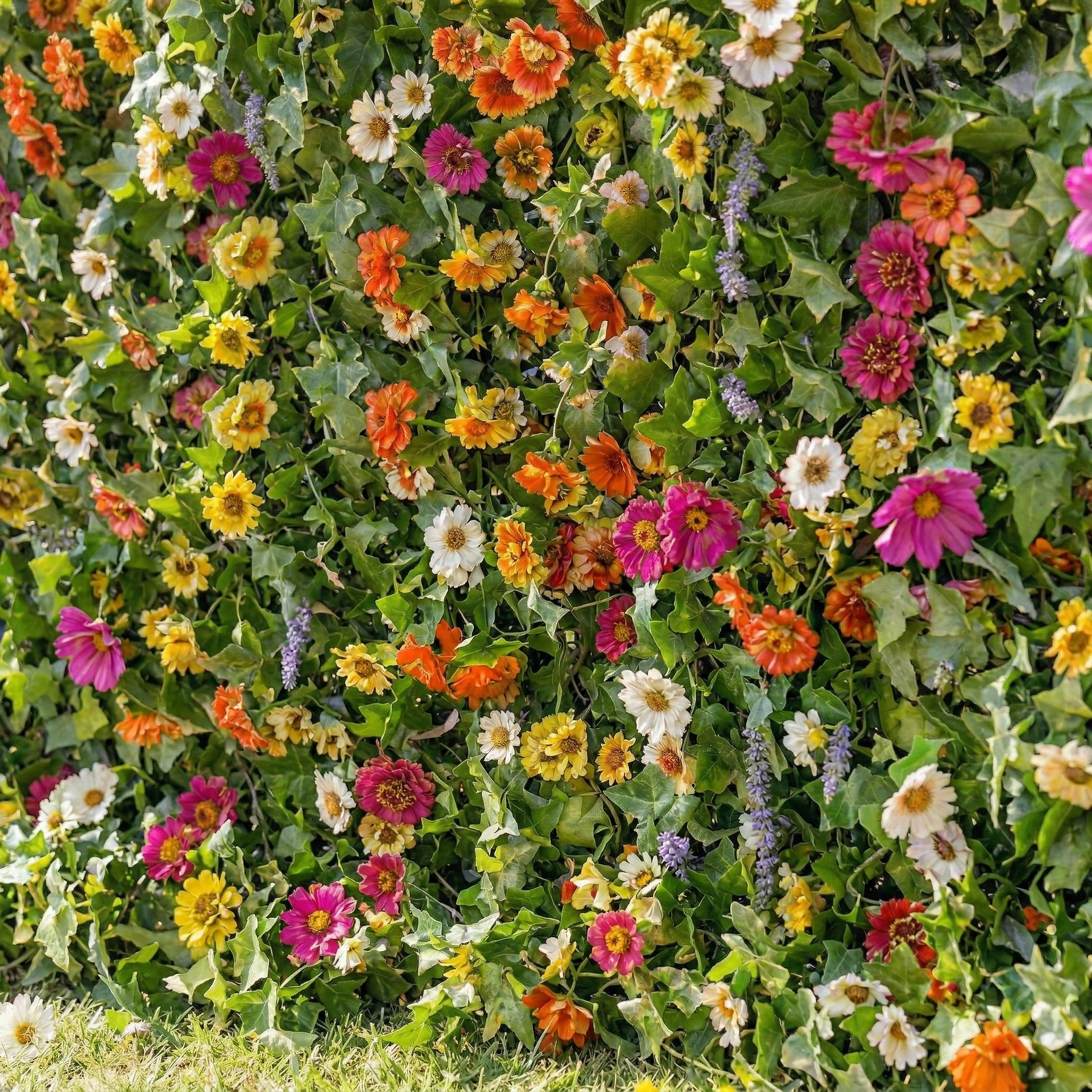 Odette: 5D Multi-Color Wildflower Silk Floral Wall Roll-Up Fabric Backdrop for Natural Garden Weddings &amp; Parties