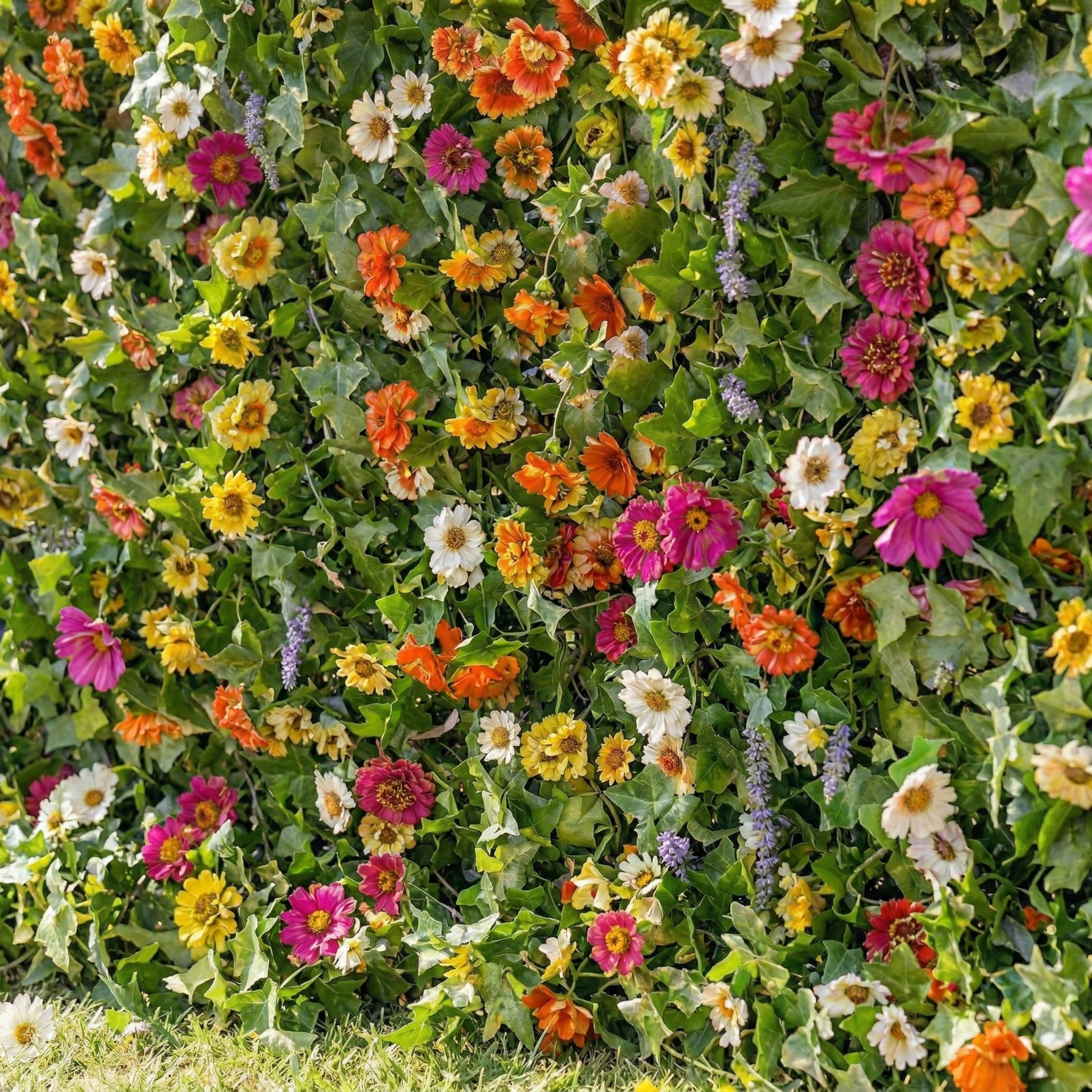 Odette: 5D Multi-Color Wildflower Silk Floral Wall Roll-Up Fabric Backdrop for Natural Garden Weddings &amp; Parties