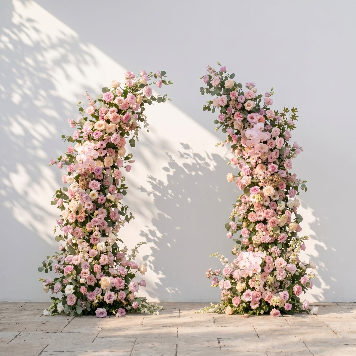 Orelenna: Classic and Luxury Wedding Flower Arch with Pink Roses Orchid and Greenery orelenna front