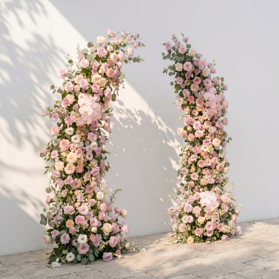 Orelenna: Classic and Luxury Wedding Flower Arch with Pink Roses Orchid and Greenery orelenna right