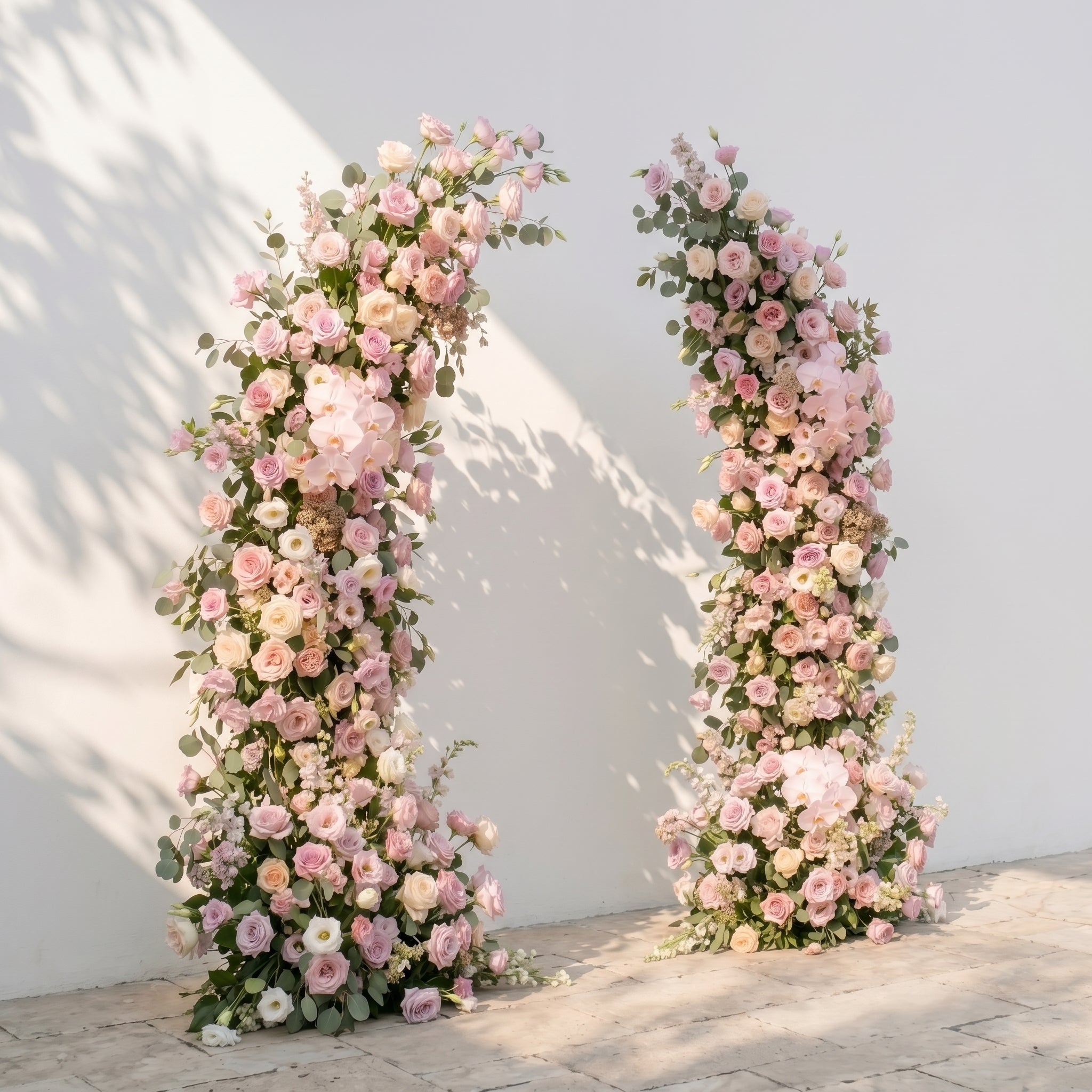 Orelenna: Classic and Luxury Wedding Flower Arch with Pink Roses Orchid and Greenery orelenna right