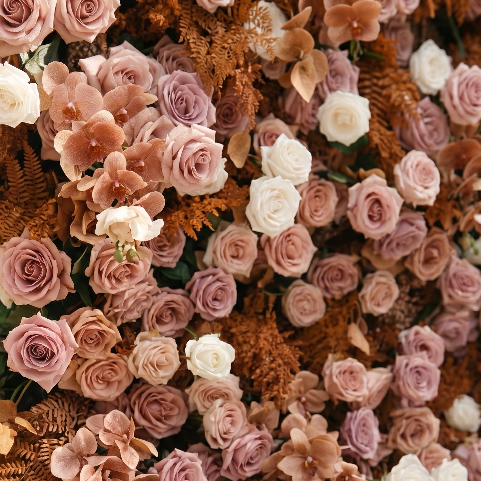 Orelloria:Luxury 5D Terracotta &amp; Dusty Rose Silk Floral Wall Roll-Up Backdrop for Rustic Fall Weddings