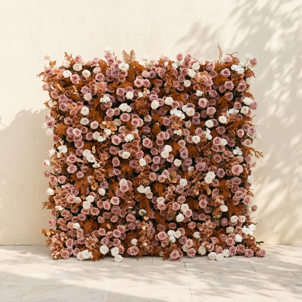 Orelloria:Luxury 5D Terracotta & Dusty Rose Silk Floral Wall Roll-Up Backdrop for Rustic Fall Weddings