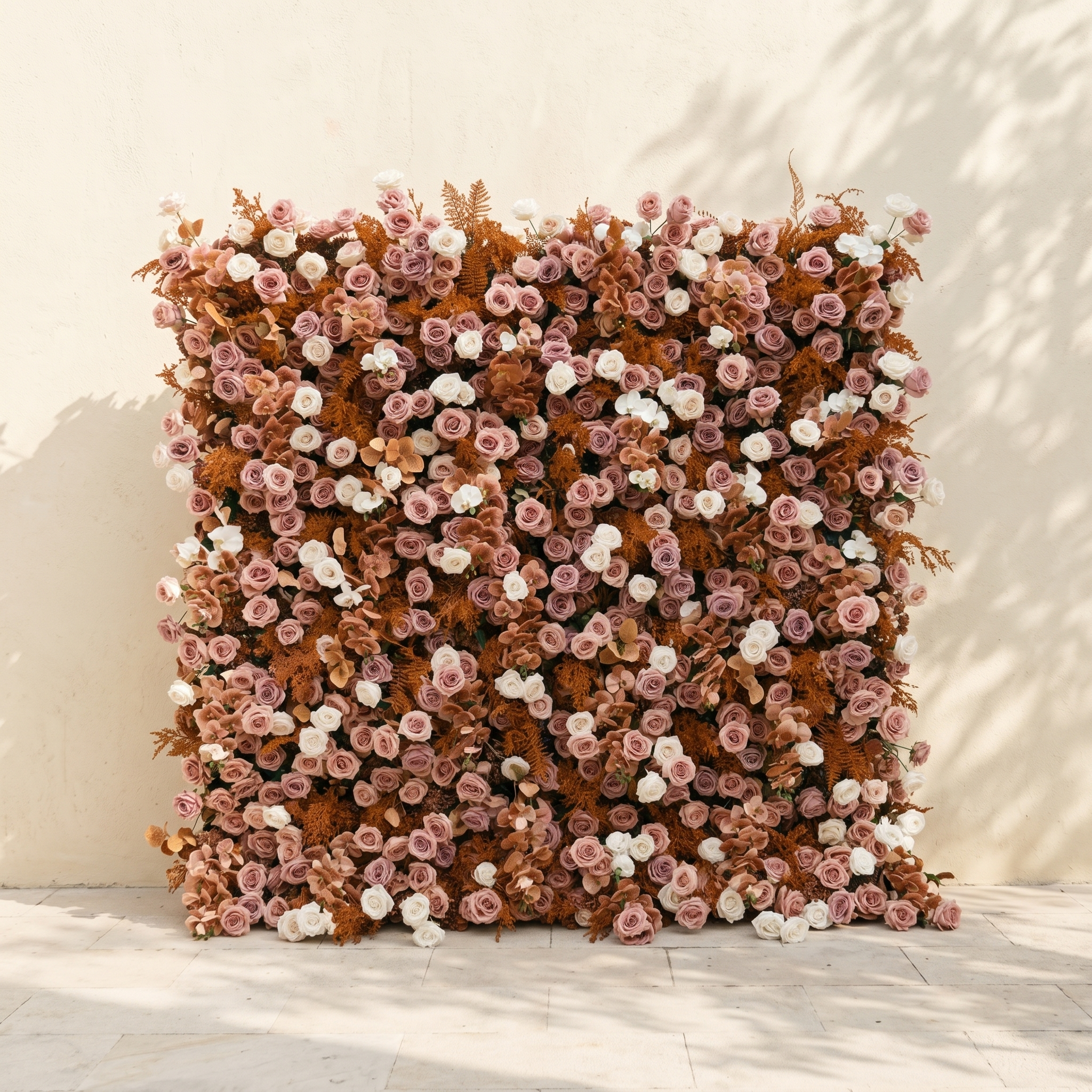 Orelloria:Luxury 5D Terracotta &amp; Dusty Rose Silk Floral Wall Roll-Up Backdrop for Rustic Fall Weddings
