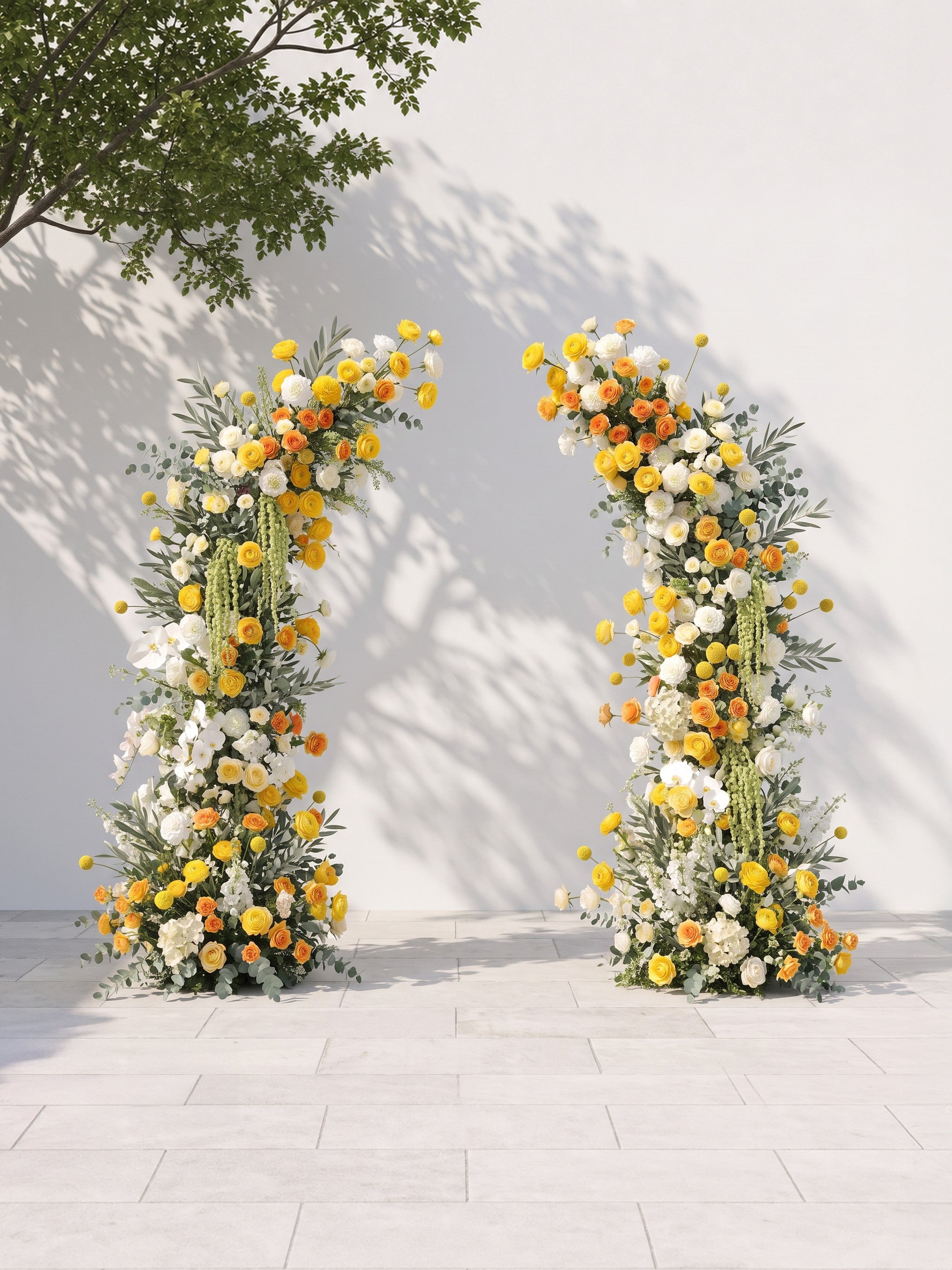Orellyn Luxury Horn Shaped Flower Arch with Frame for Wedding Party Event Backdrop Decoration — front view