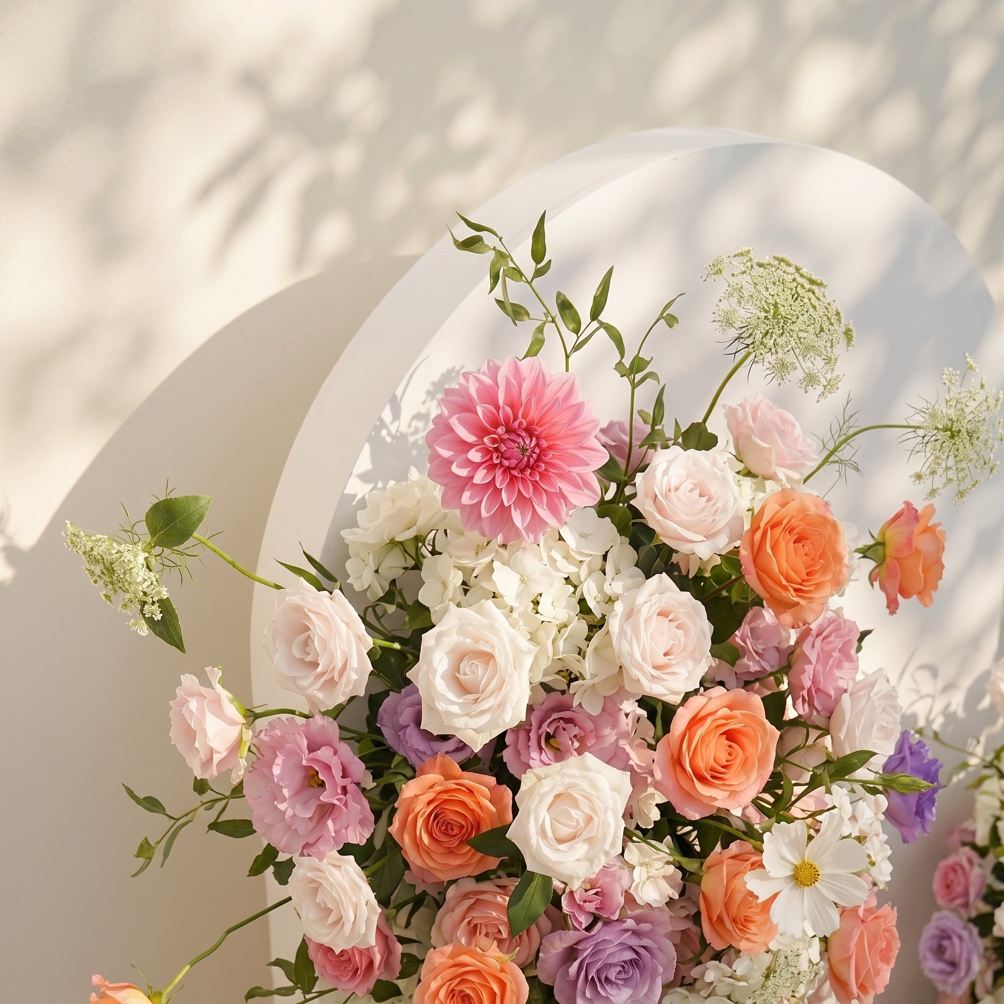 Mixed Color Rose Dahlia Wedding Background Arch KT Board Decorative Flower Row Excludes Frame