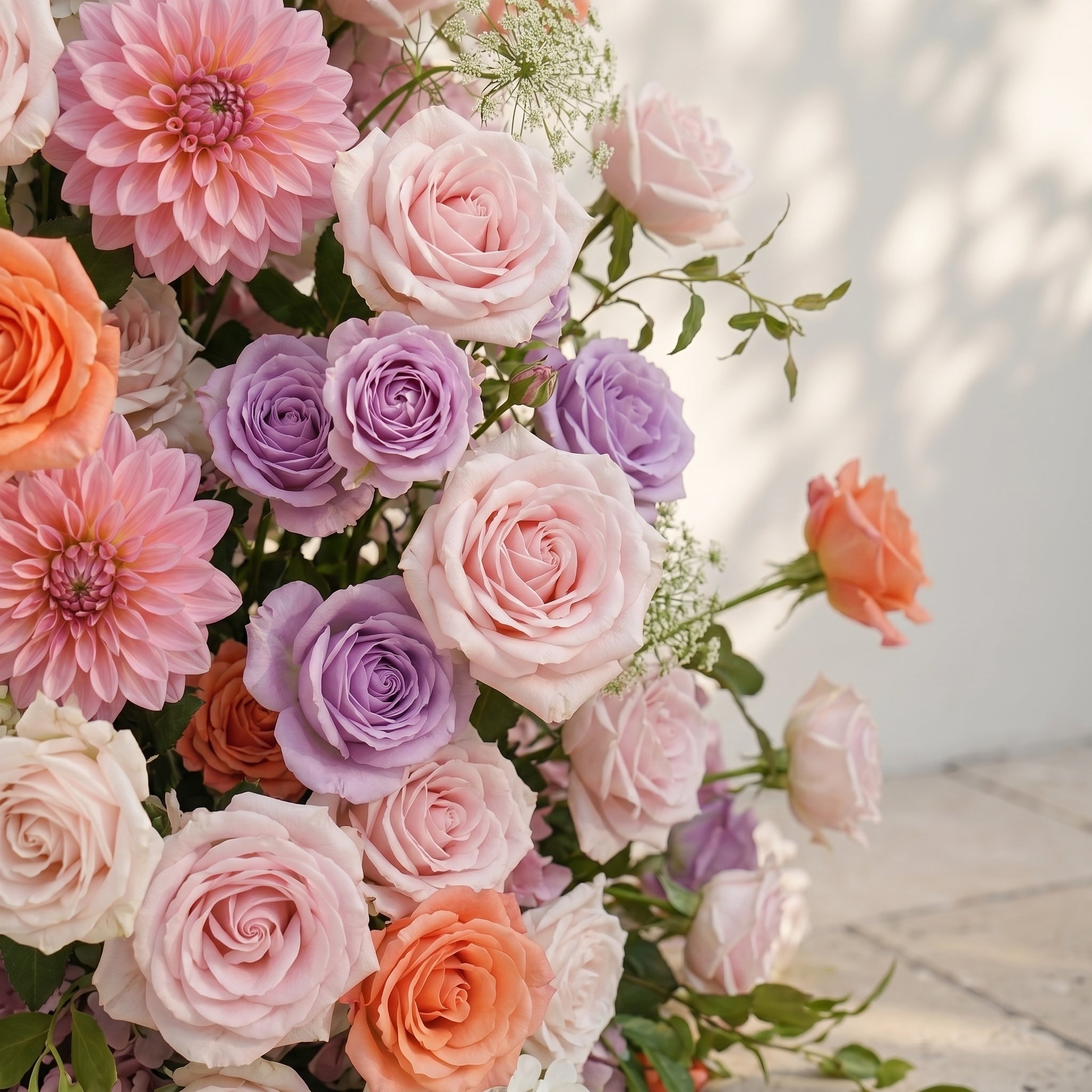 Mixed Color Rose Dahlia Wedding Background Arch KT Board Decorative Flower Row Excludes Frame