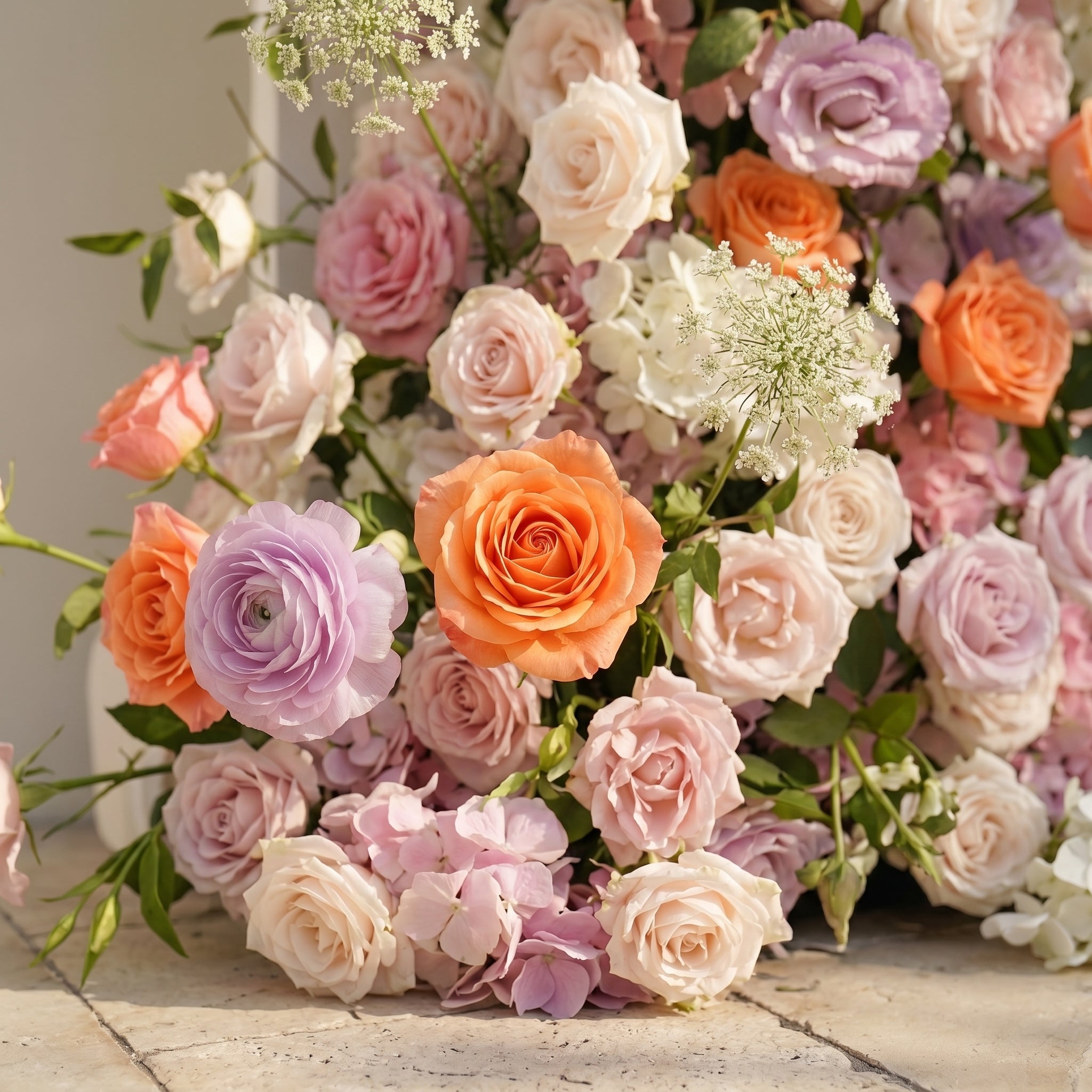 Mixed Color Rose Dahlia Wedding Background Arch KT Board Decorative Flower Row Excludes Frame