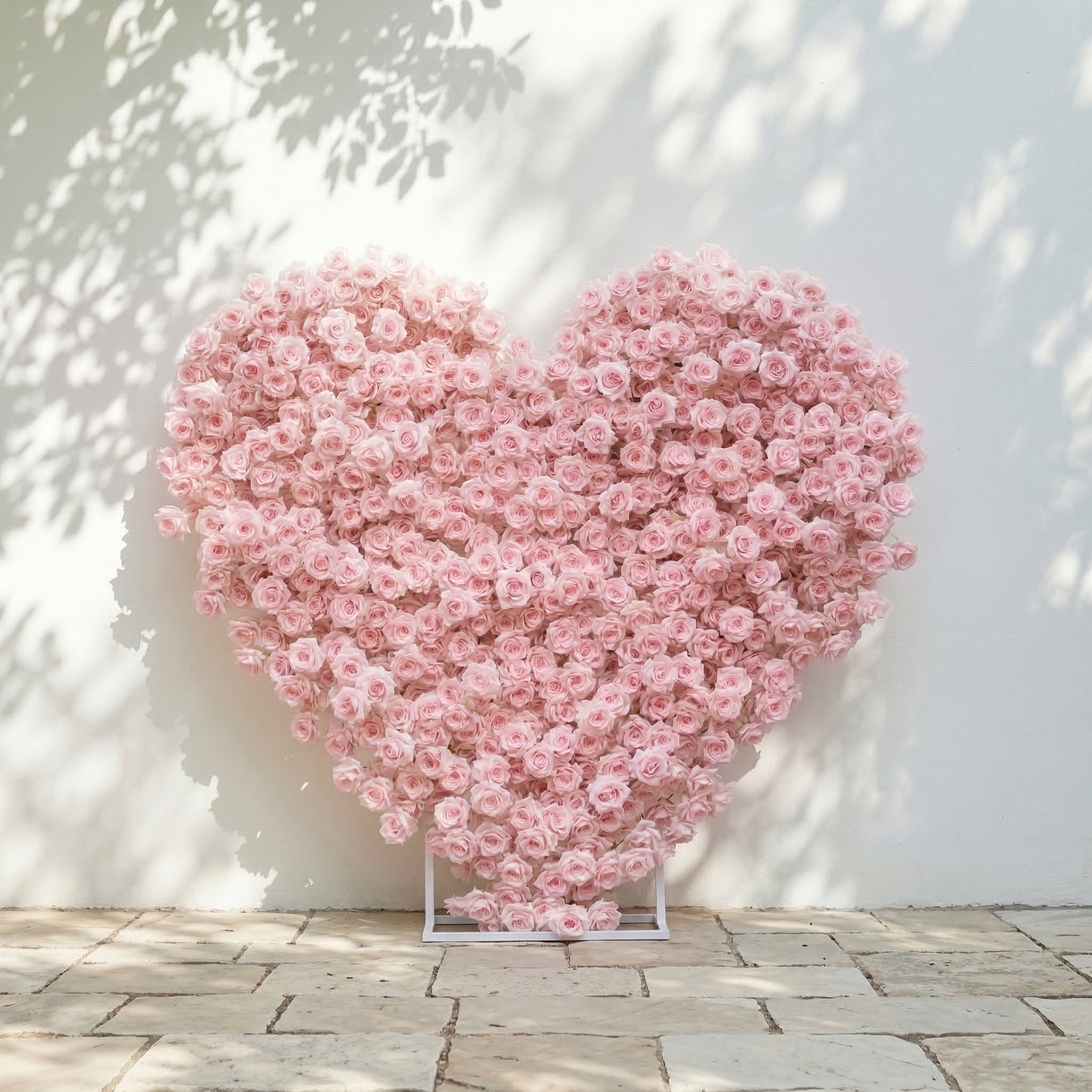Orelune: 3D Ethereal Blush Pink Heart-Shaped Artificial Floral Backdrop for Romantic Wedding &amp; Proposal