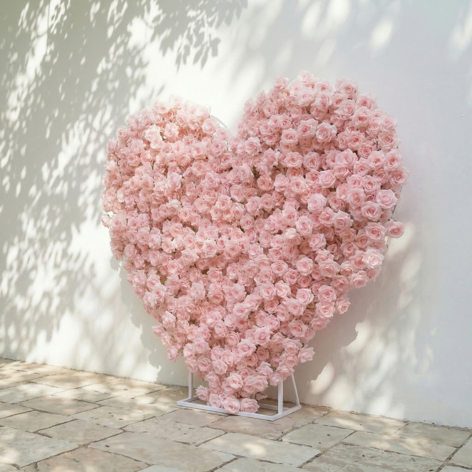 Orelune: 3D Ethereal Blush Pink Heart-Shaped Artificial Floral Backdrop for Romantic Wedding &amp; Proposal