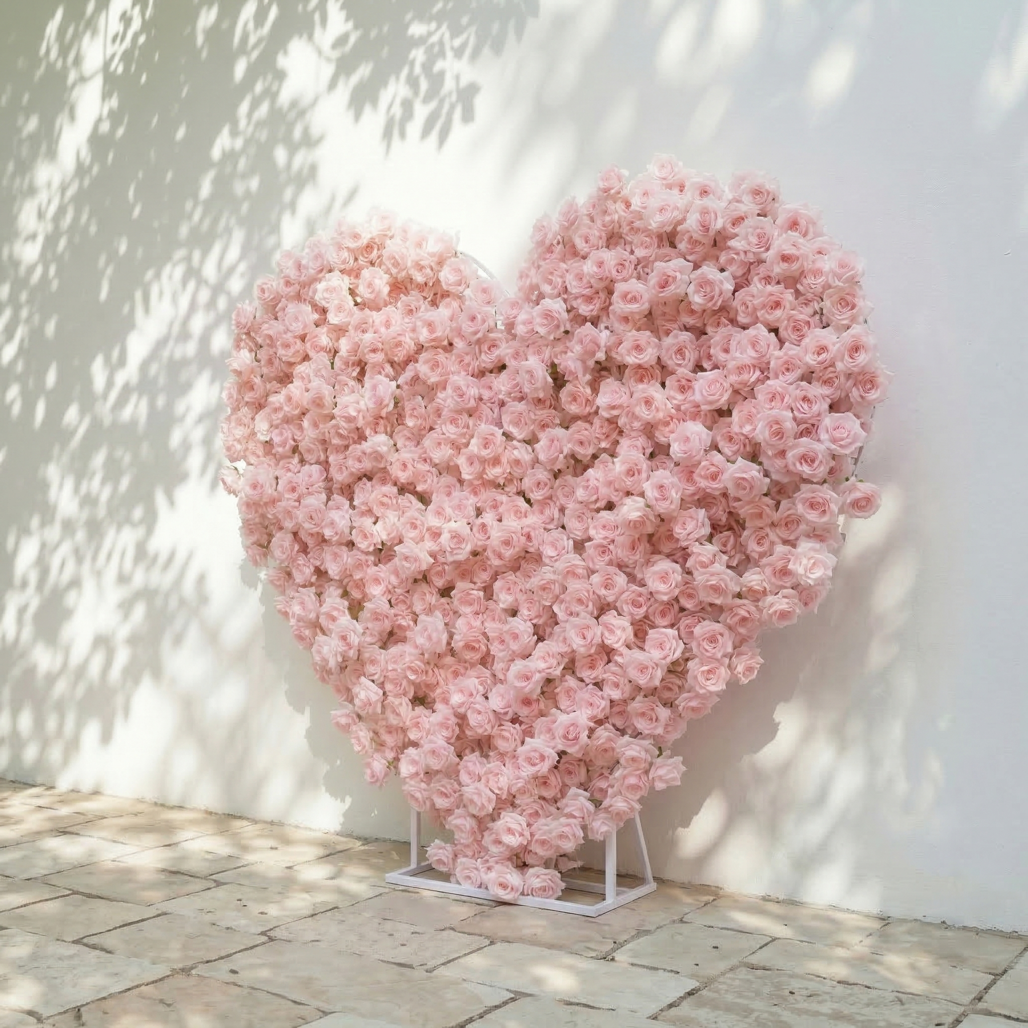 Orelune: 3D Ethereal Blush Pink Heart-Shaped Artificial Floral Backdrop for Romantic Wedding &amp; Proposal