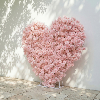 Orelune: 3D Ethereal Blush Pink Heart-Shaped Artificial Floral Backdrop for Romantic Wedding &amp; Proposal