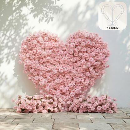 Orelune: 3D Ethereal Blush Pink Heart-Shaped Artificial Floral Backdrop for Romantic Wedding &amp; Proposal