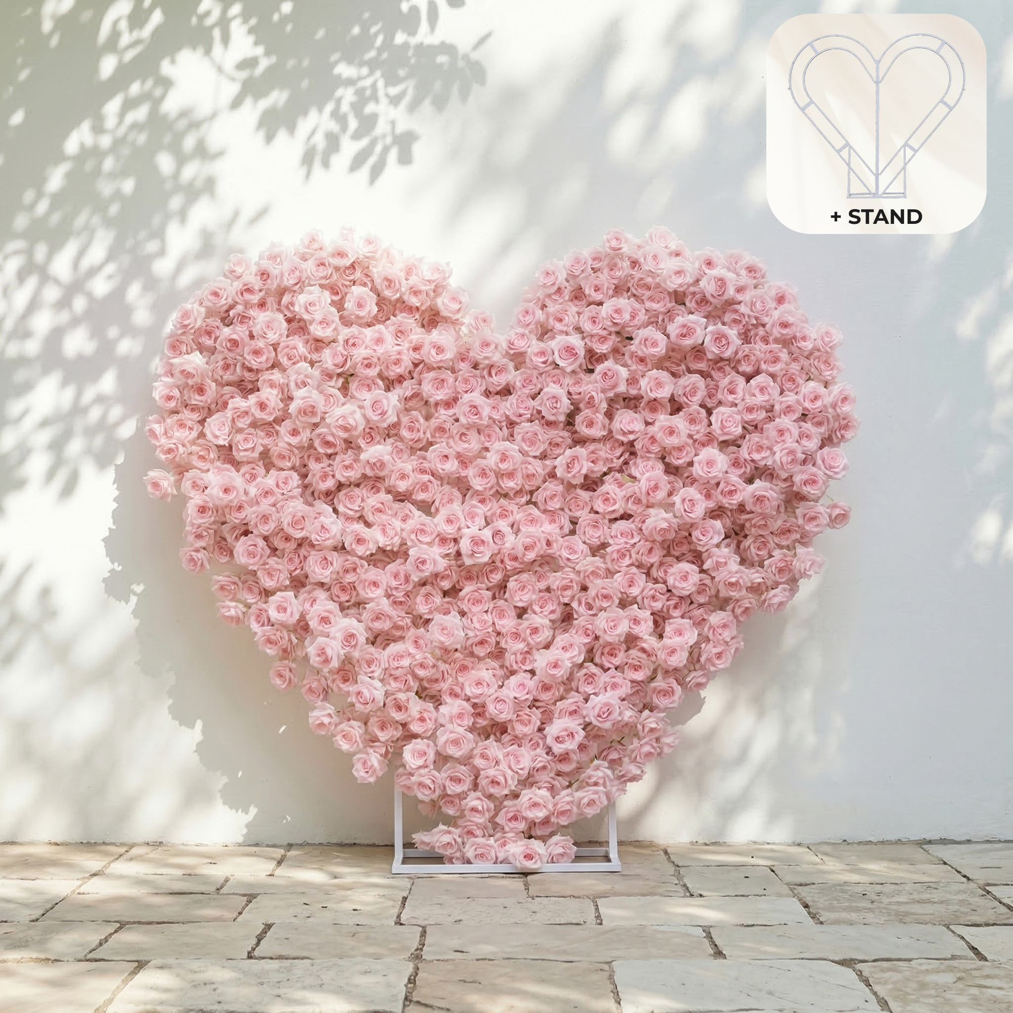 Orelune: 3D Ethereal Blush Pink Heart-Shaped Artificial Floral Backdrop for Romantic Wedding &amp; Proposal