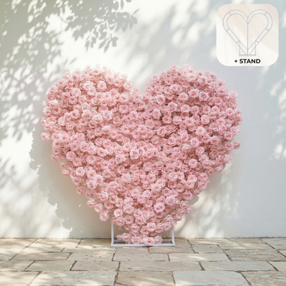 Orelune: 3D Ethereal Blush Pink Heart-Shaped Artificial Floral Backdrop for Romantic Wedding &amp; Proposal