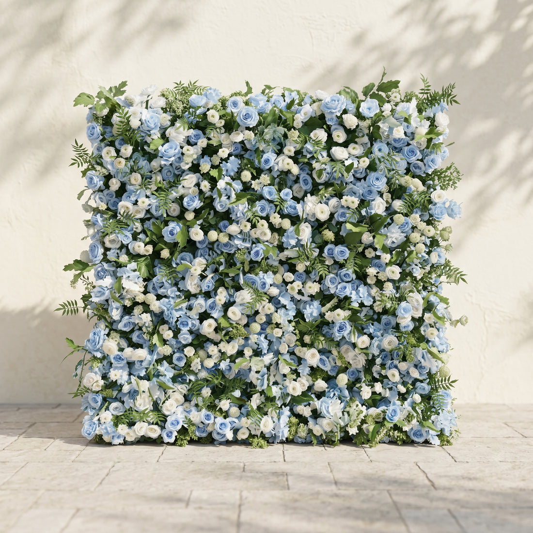Orelvia:New Luxury 5D Blue&amp;White roses Flower wall with Greenery for Wedding&amp;Event Decor orelvia front