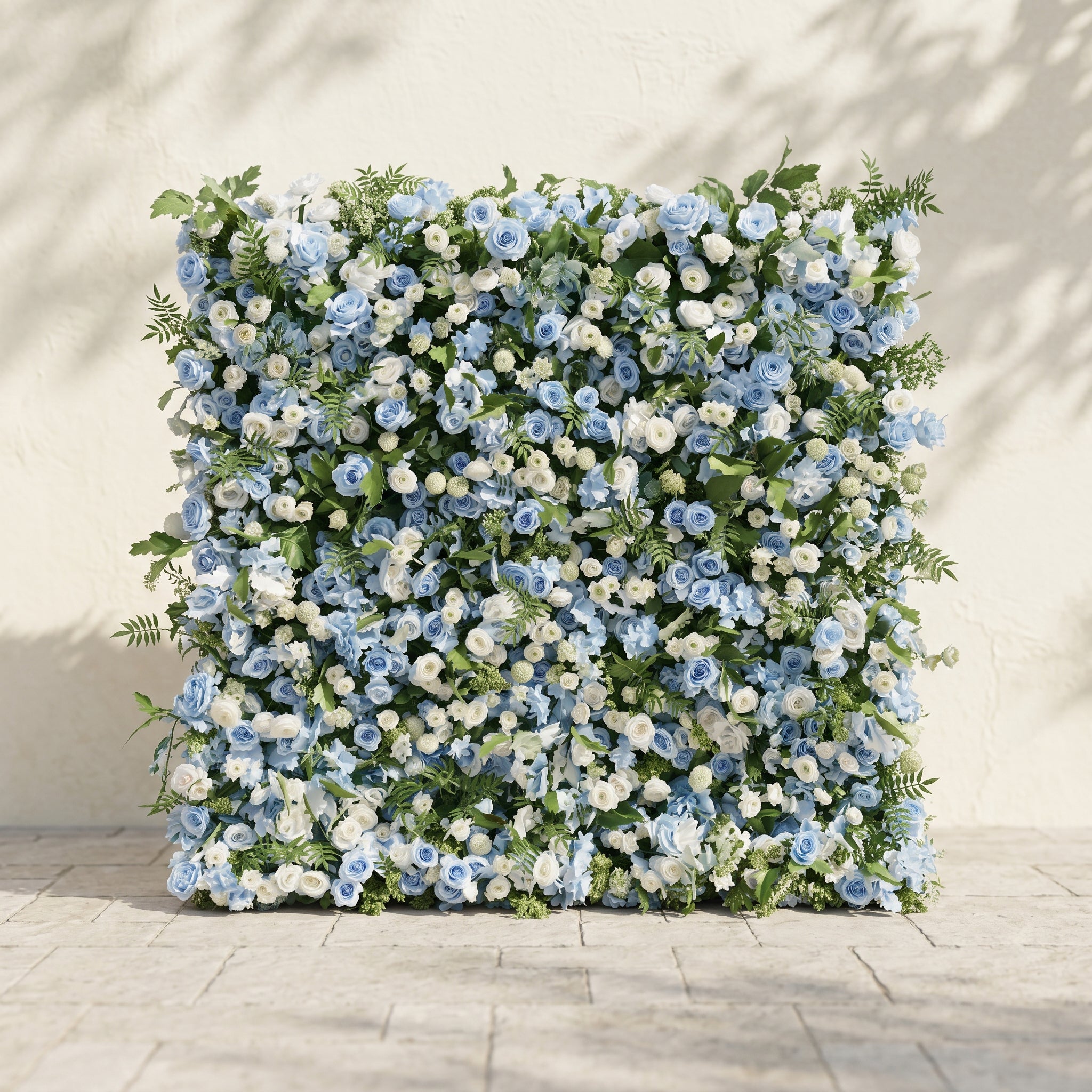 Orelvia:New Luxury 5D Blue&amp;White roses Flower wall with Greenery for Wedding&amp;Event Decor orelvia front