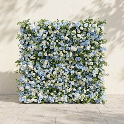 Orelvia:New Luxury 5D Blue&amp;White roses Flower wall with Greenery for Wedding&amp;Event Decor orelvia front