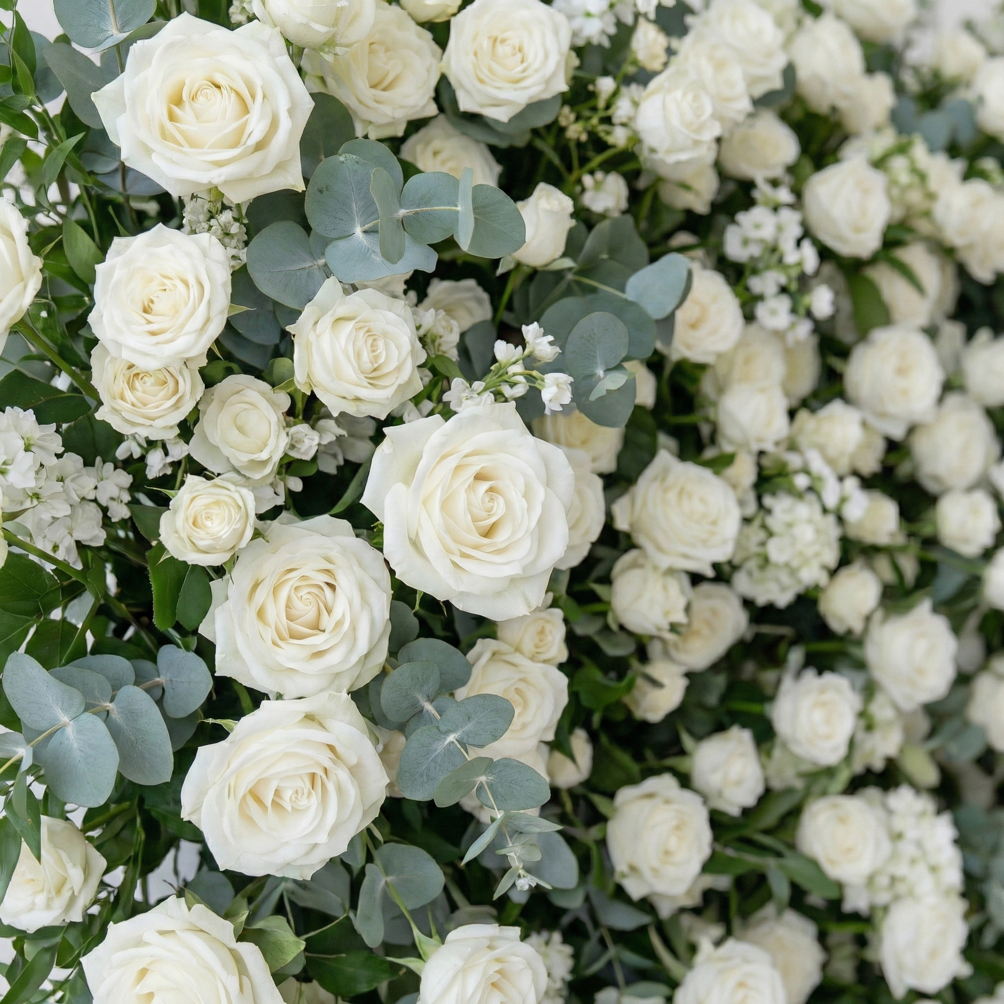 Orin: 5D Elegant White Silk Rose &amp; Greenery Wall Roll-Up Fabric Backdrop for Grand Garden Weddings &amp; Receptions