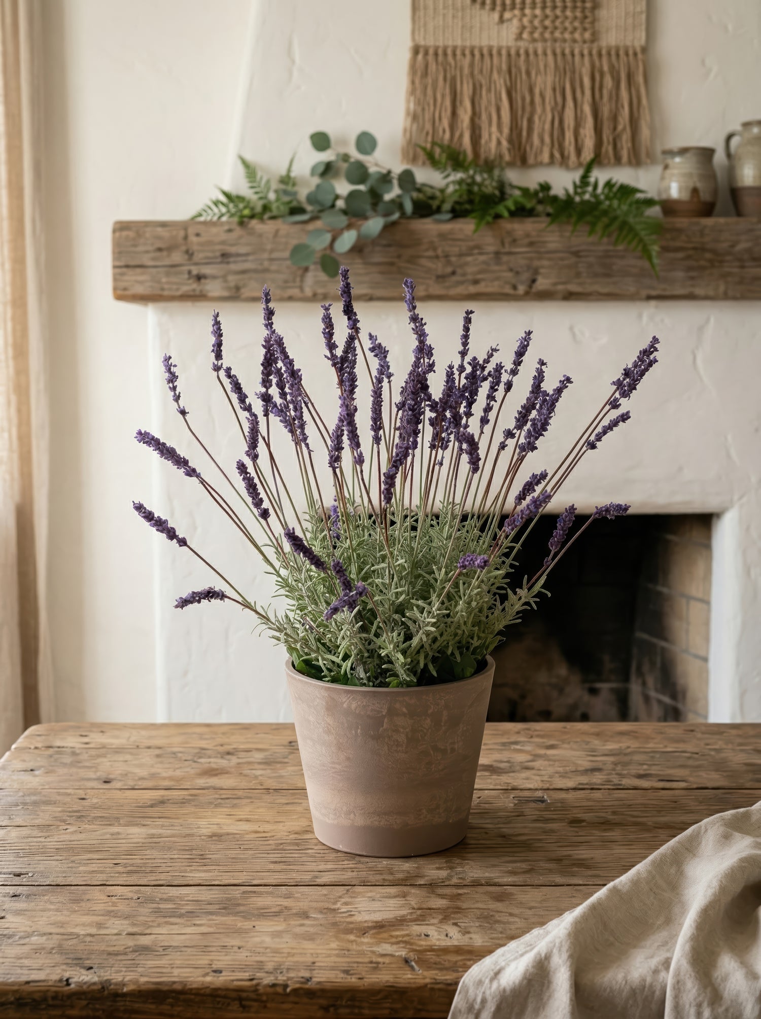 21.6" Artificial French Lavender Plant - Deep Purple Potted Greenery for Home Decor