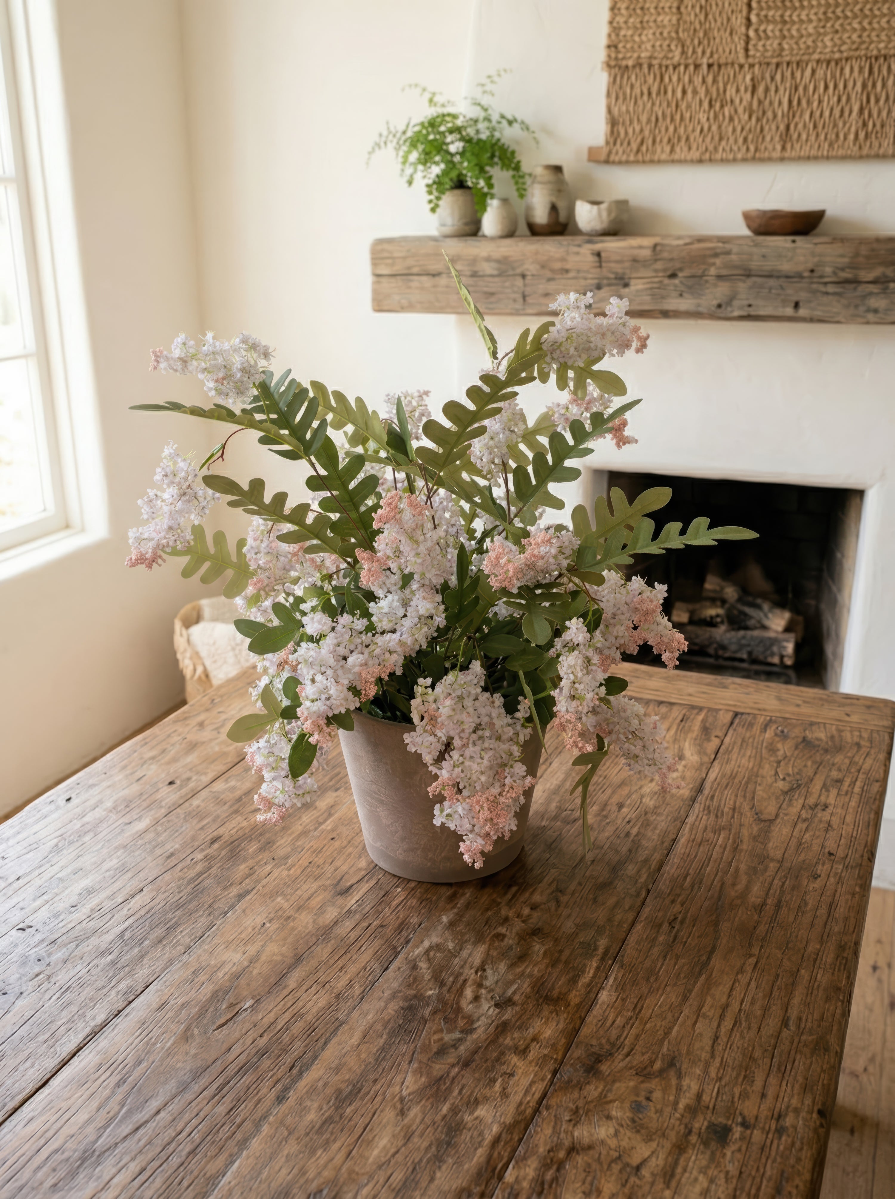 21.6" Artificial Sweet Acacia Potted Plant - Blush Floral for French Country Decor
