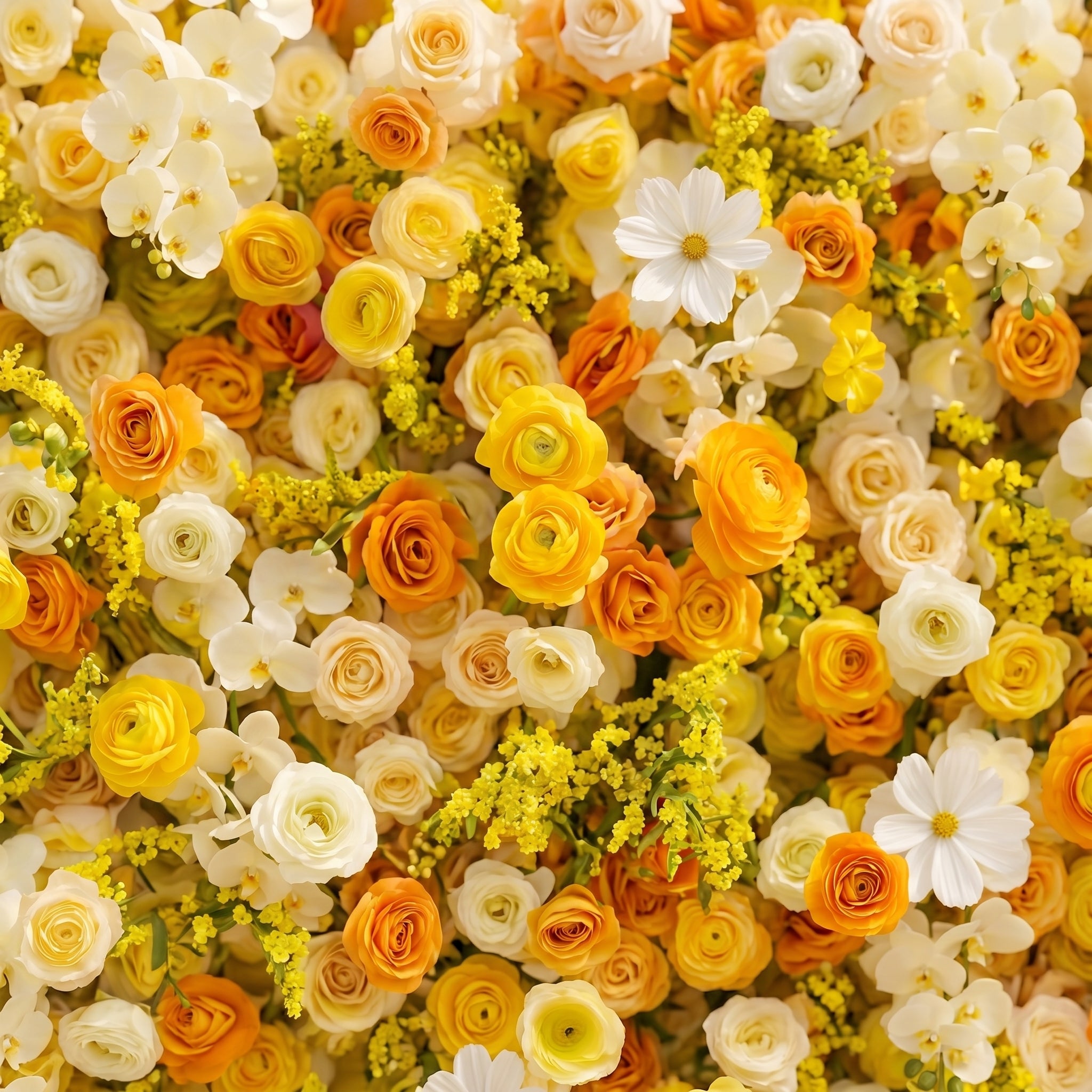 Palorae: Luxury 5D Sunshine Yellow &amp; Cream White Silk Floral Wall Backdrop for Vibrant Summer Weddings