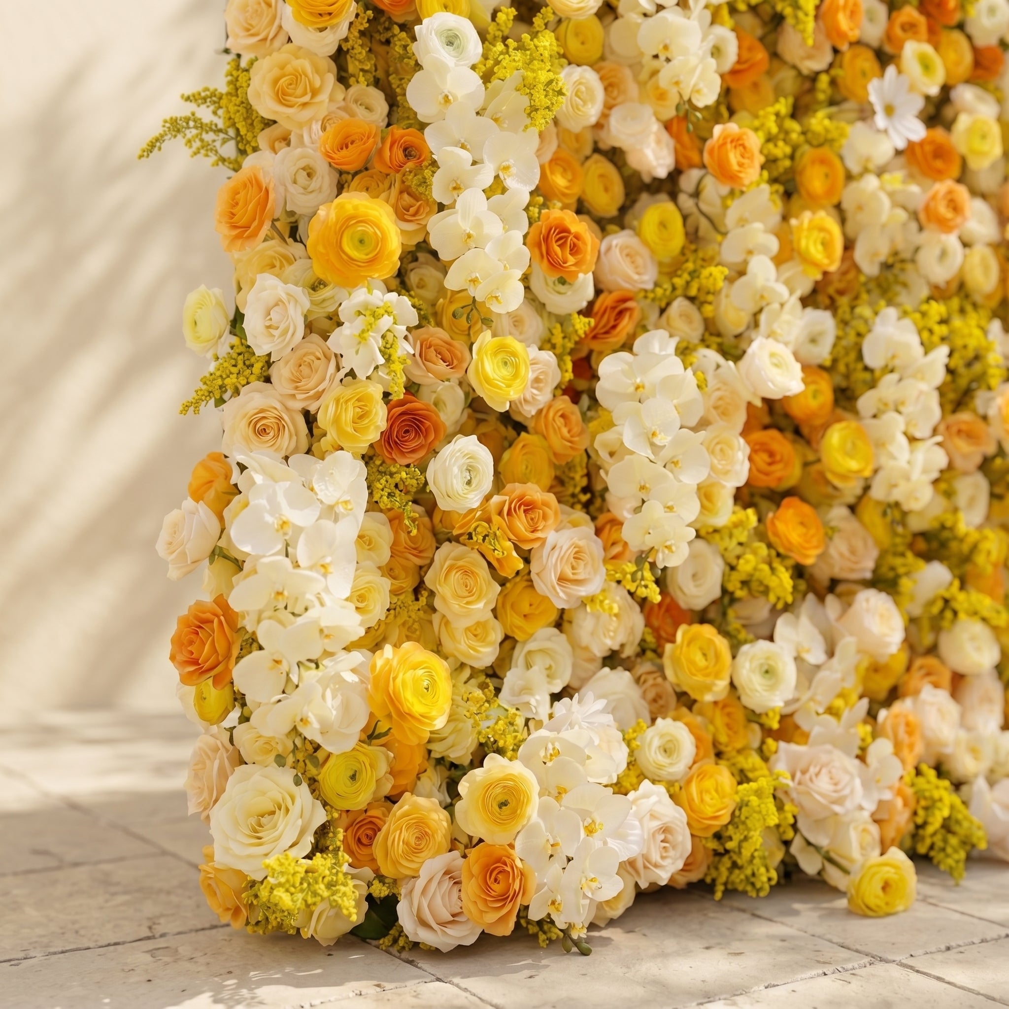 Palorae: Luxury 5D Sunshine Yellow &amp; Cream White Silk Floral Wall Backdrop for Vibrant Summer Weddings