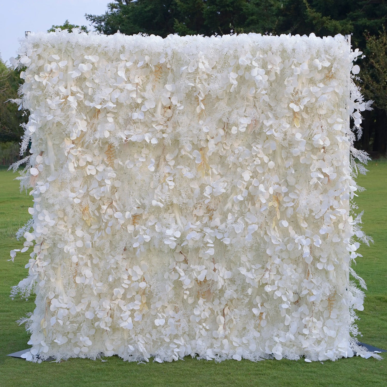 Pampas：5D Grey Pampas Grass Fabric Artificial rolling up curtain flower wall