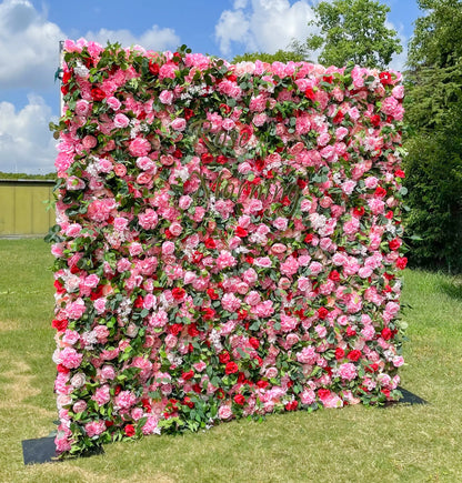 Party：4D Fabric Artificial rolling up curtain flower wall