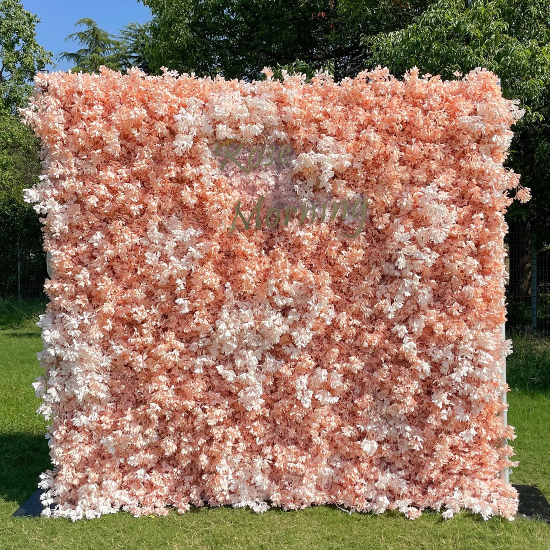 Peach：5D Fabric Artificial rolling up curtain flower wall