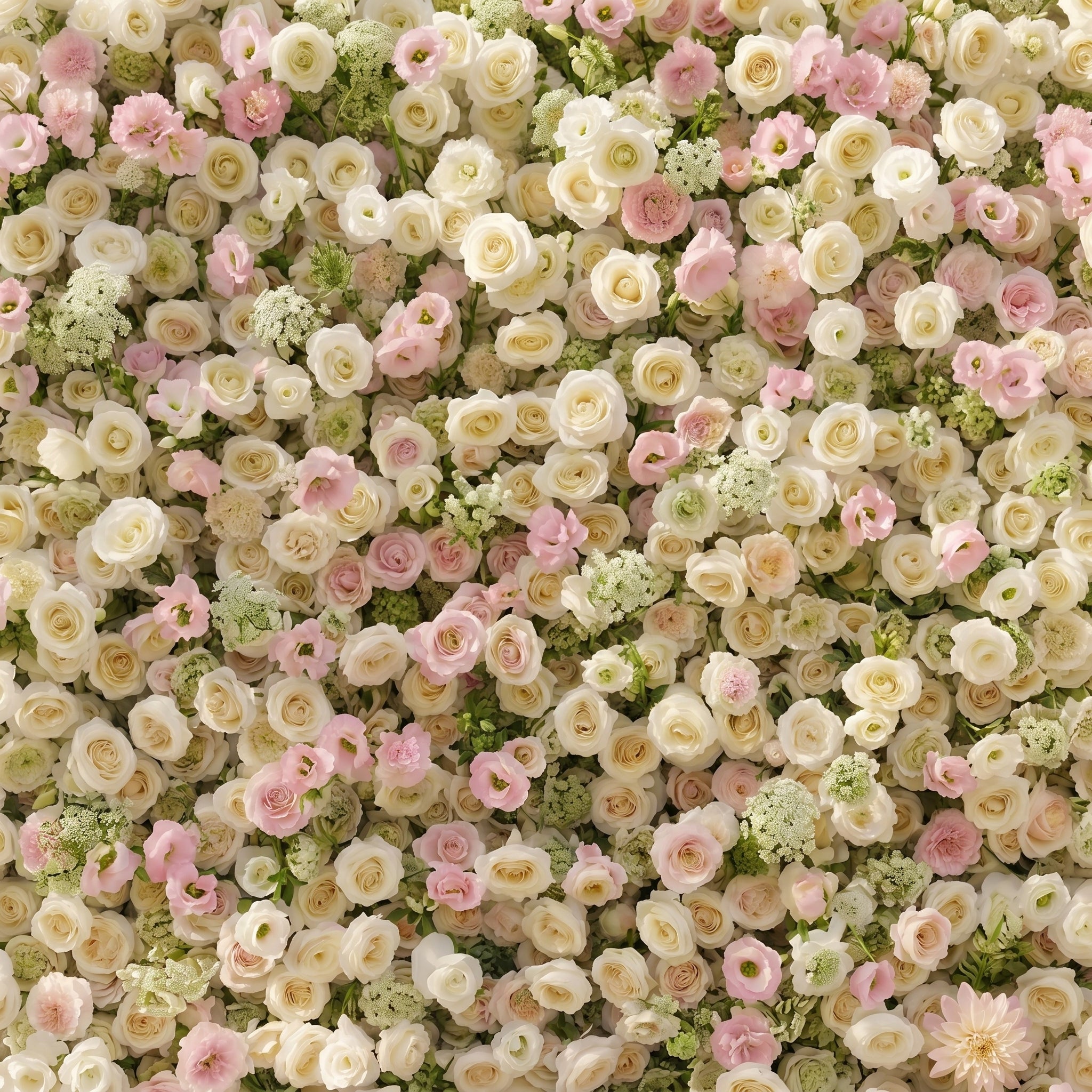 Pearlnora: Luxury 5D Pearl White &amp; Blush Pink Silk Floral Wall Roll-Up Backdrop for Elegant Minimalist Weddings