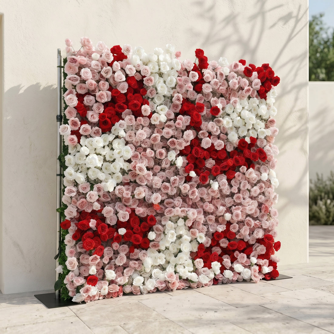 Pearlora:Luxury 5D Wedding Flower wall with White&amp;Pink&amp;Red Roses for Wedding&amp;Event Decor pearlora left