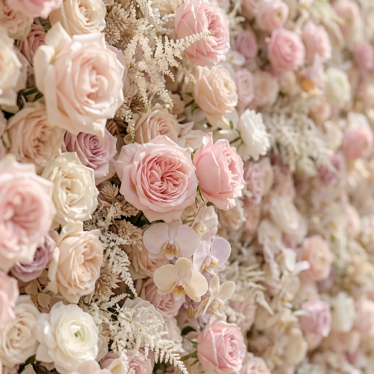 Valsora:5D Gradient Warm Blush Pink &amp; Ivory White Silk Rose Flower Wall Roll-Up Fabric Backdrop for Romantic Weddings &amp; Proposals