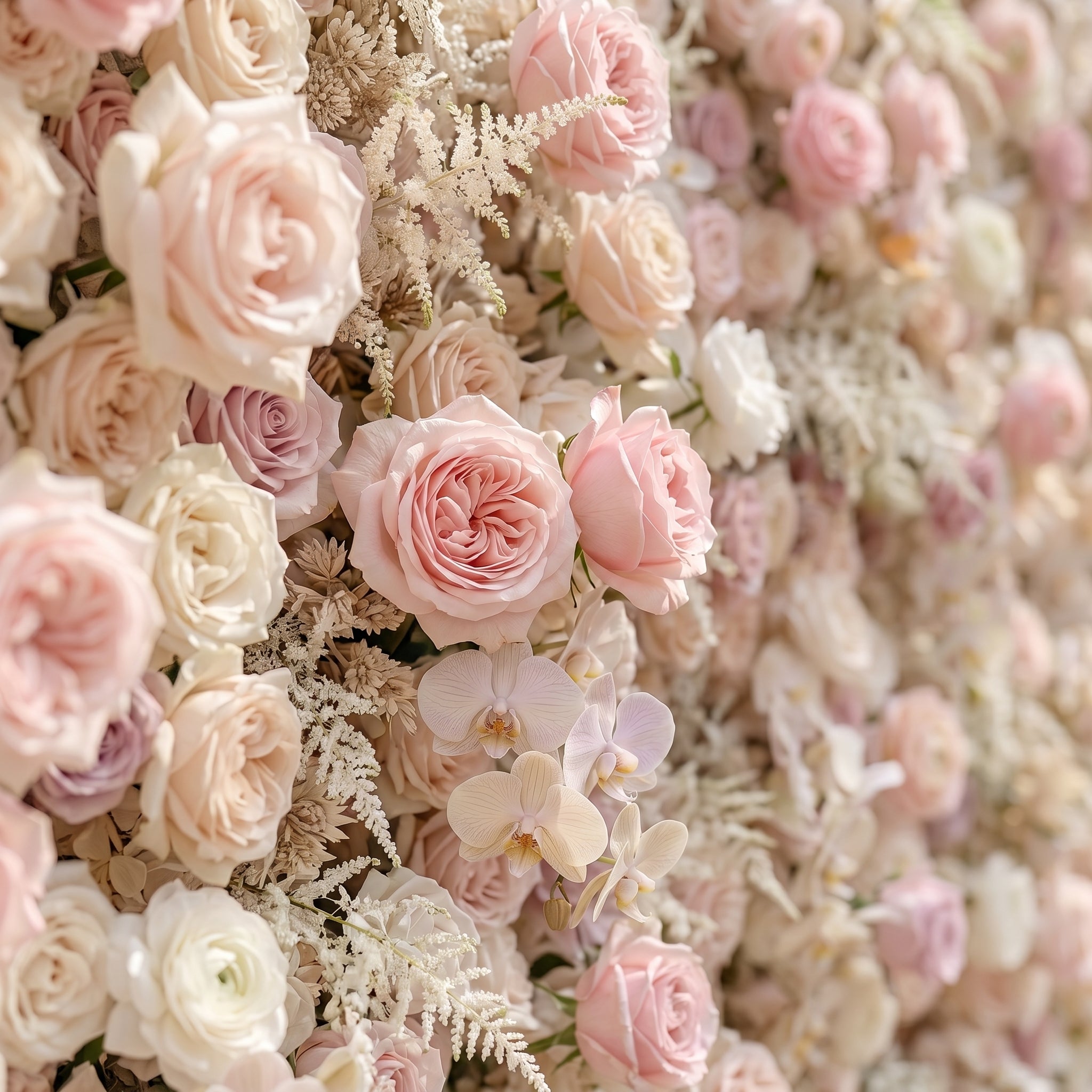 Valsora:5D Gradient Warm Blush Pink &amp; Ivory White Silk Rose Flower Wall Roll-Up Fabric Backdrop for Romantic Weddings &amp; Proposals