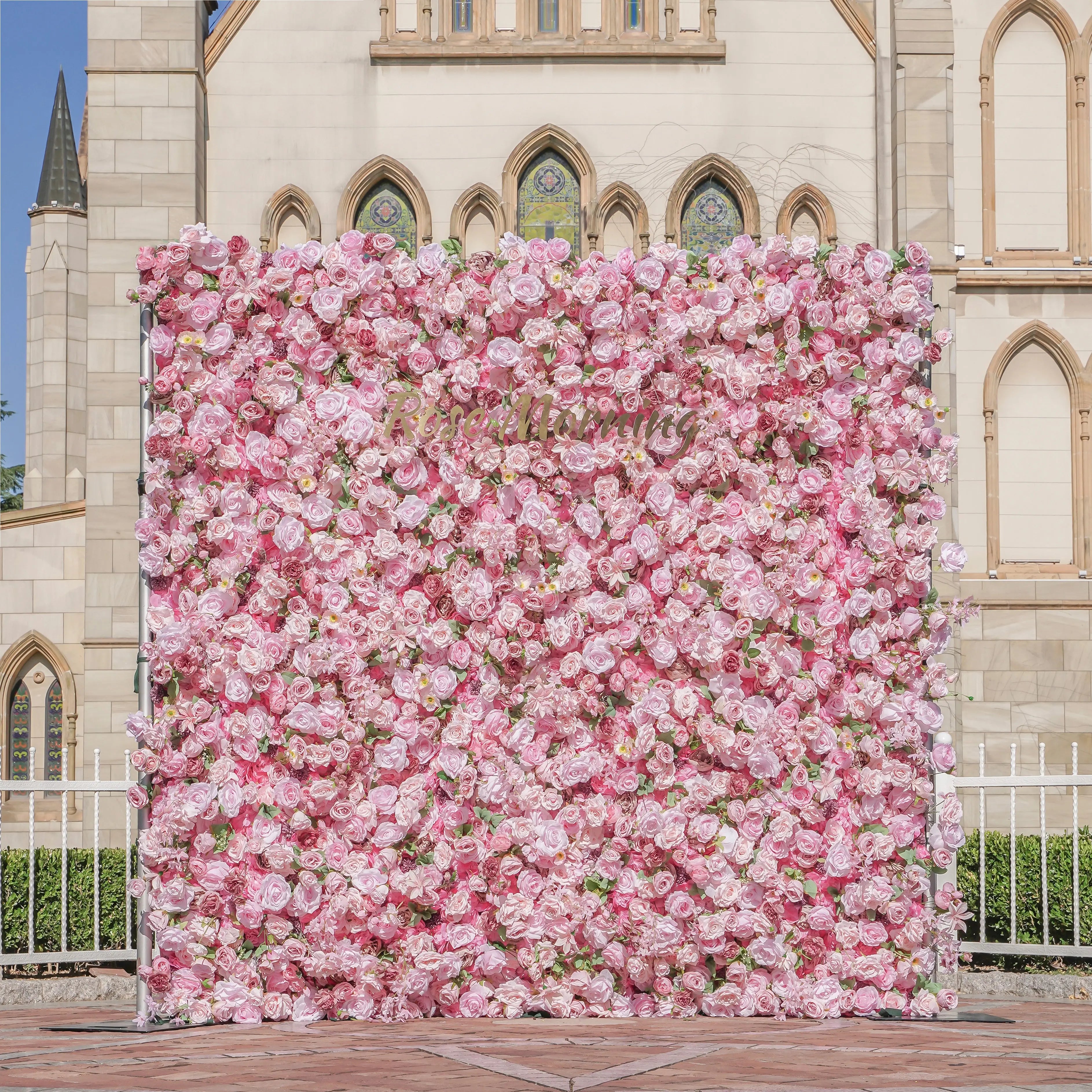 Pelin：5D Fabric Artificial Flower Wall Rolling Up Curtain Flower Wall