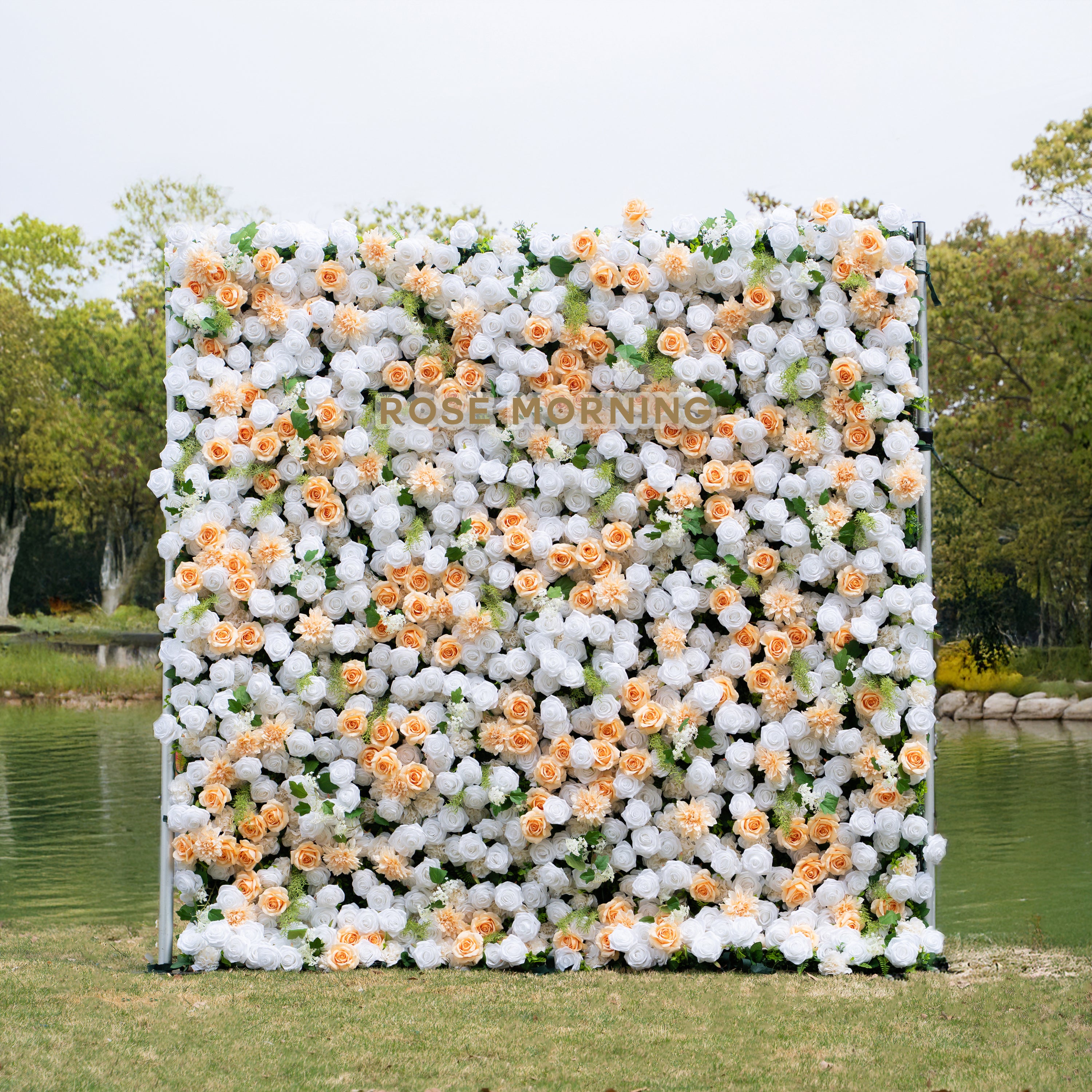 Penelope：3D Fabric Artificial rolling up curtain flower wall