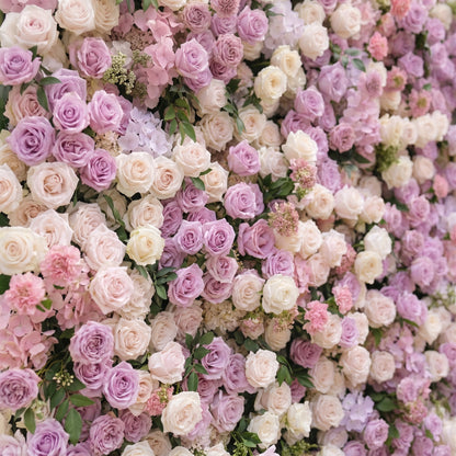 Peria:5D Gradient Lavender Purple &amp; Blush Pink Silk Rose Flower Wall Roll-Up Fabric Backdrop for Romantic Weddings &amp; Proposals