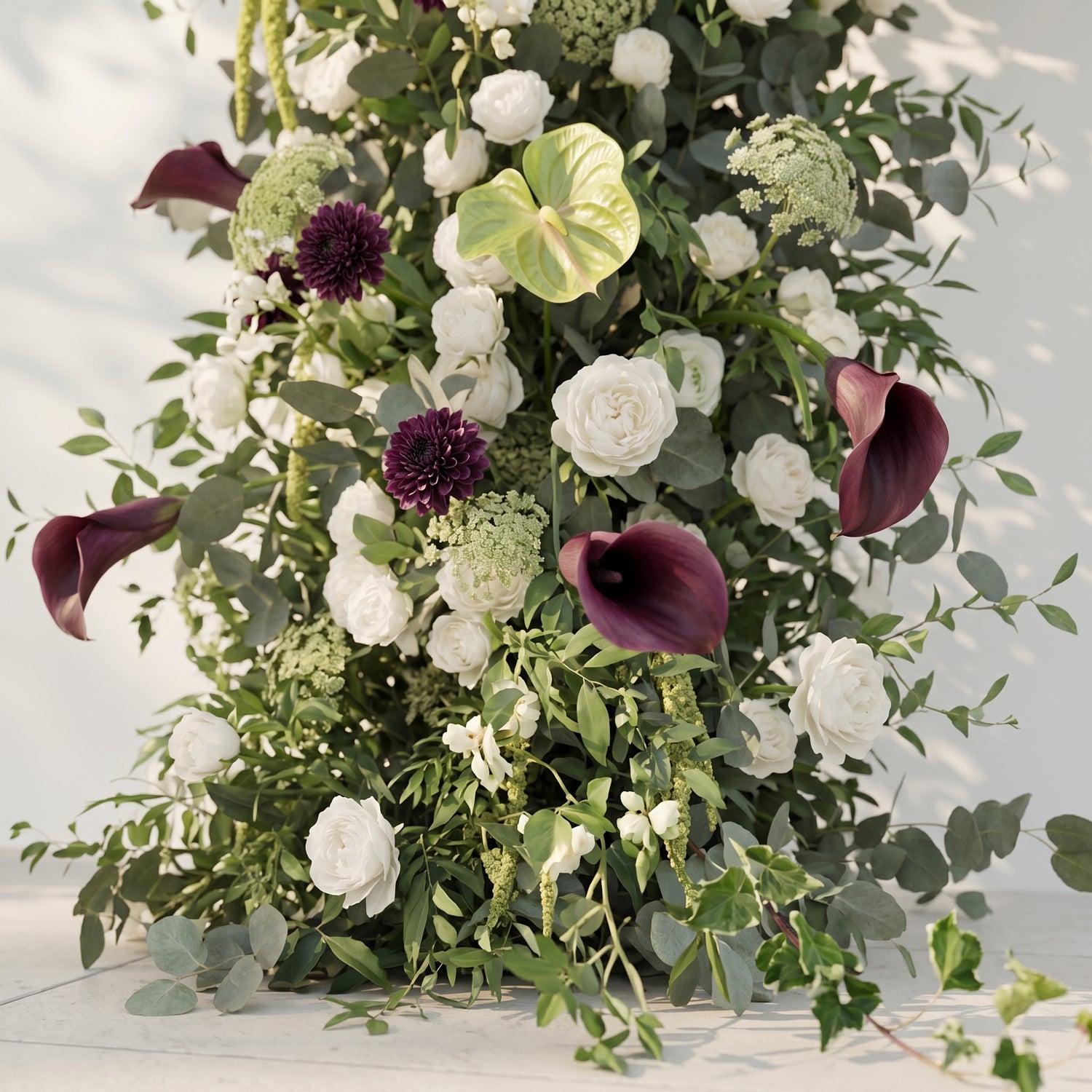 Peria: 2026 Luxury Sage Green and White Roses Flower arch with Callas for Weddings&amp;Events Decoration Incuding Frame