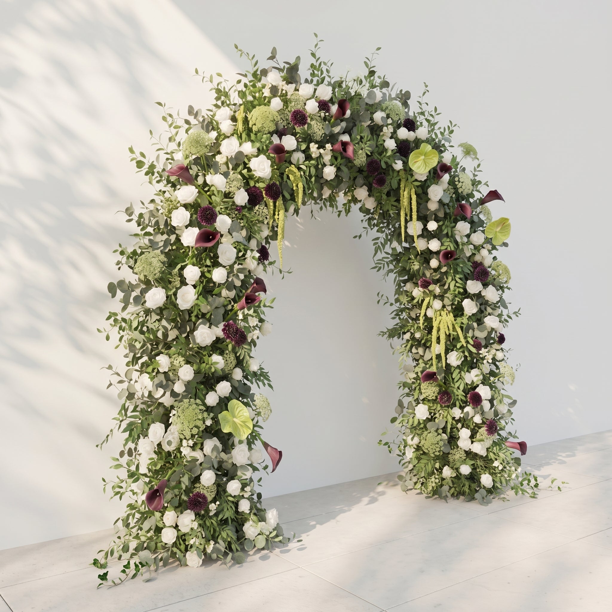 Peria: 2026 Luxury Sage Green and White Roses Flower arch with Callas for Weddings&amp;Events Decoration Incuding Frame