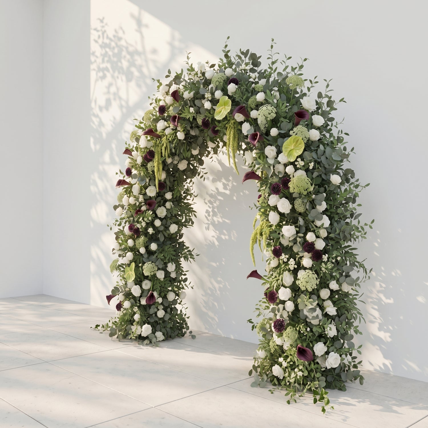Peria: 2026 Luxury Sage Green and White Roses Flower arch with Callas for Weddings&amp;Events Decoration Incuding Frame