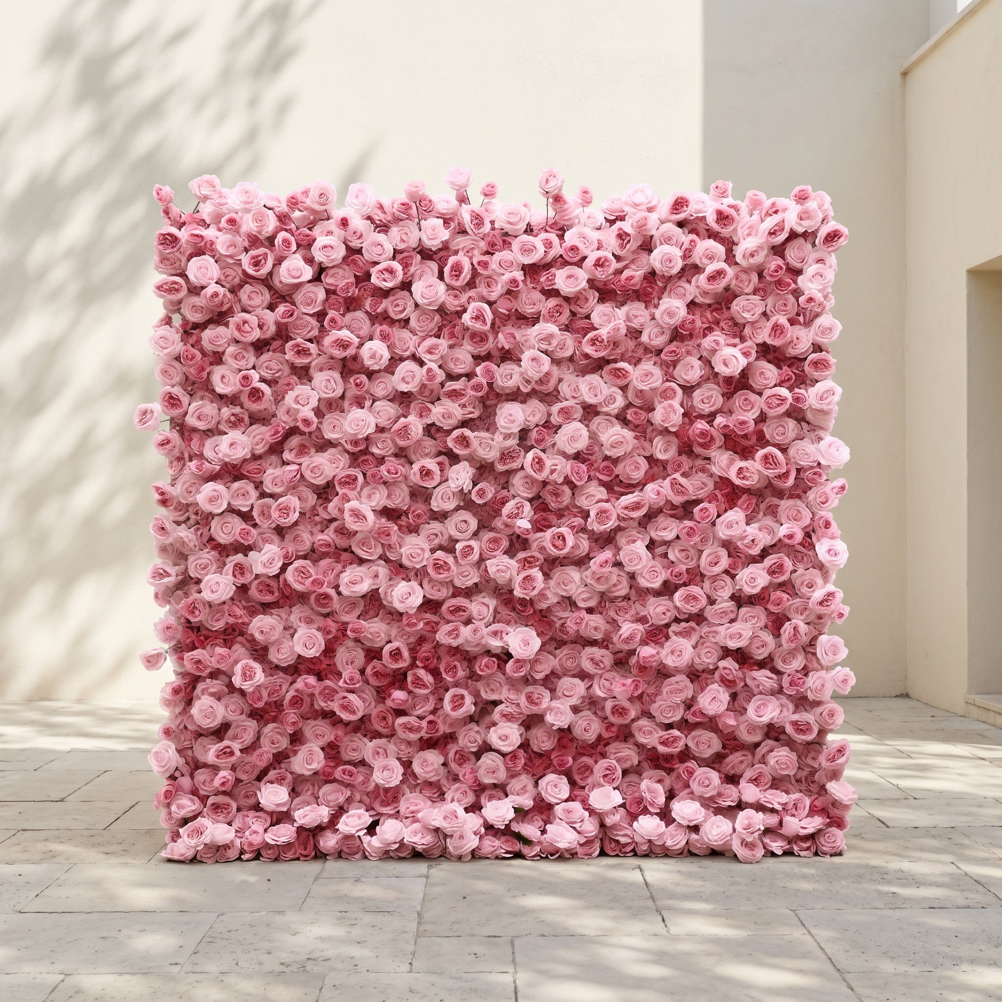 Perira: Luxury 5D Pink Silk Floral Wall Roll-Up Backdrop for Elegant Minimalist Weddings
