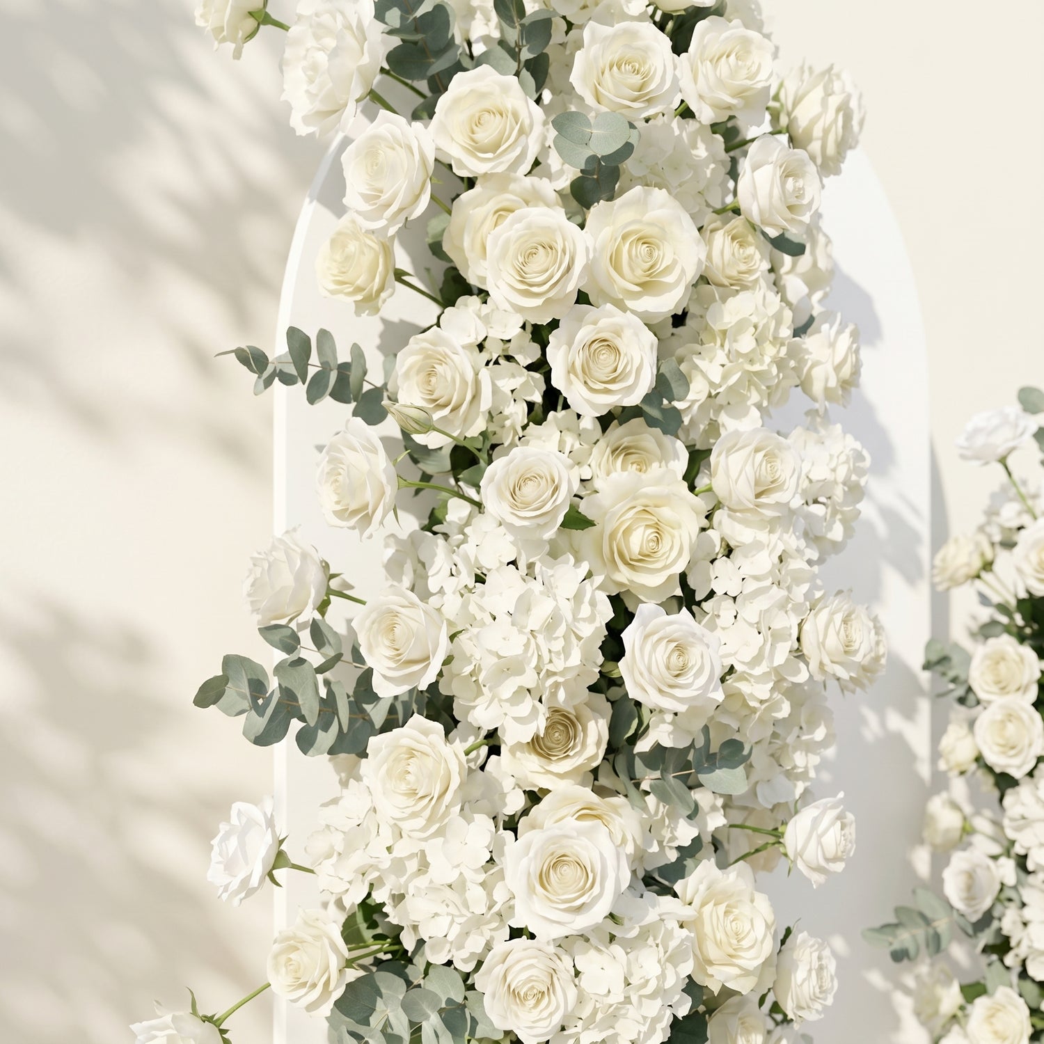 White Rose Eucalyptus Wedding Background Arch KT Board Decorative Flower Row Excludes Frame