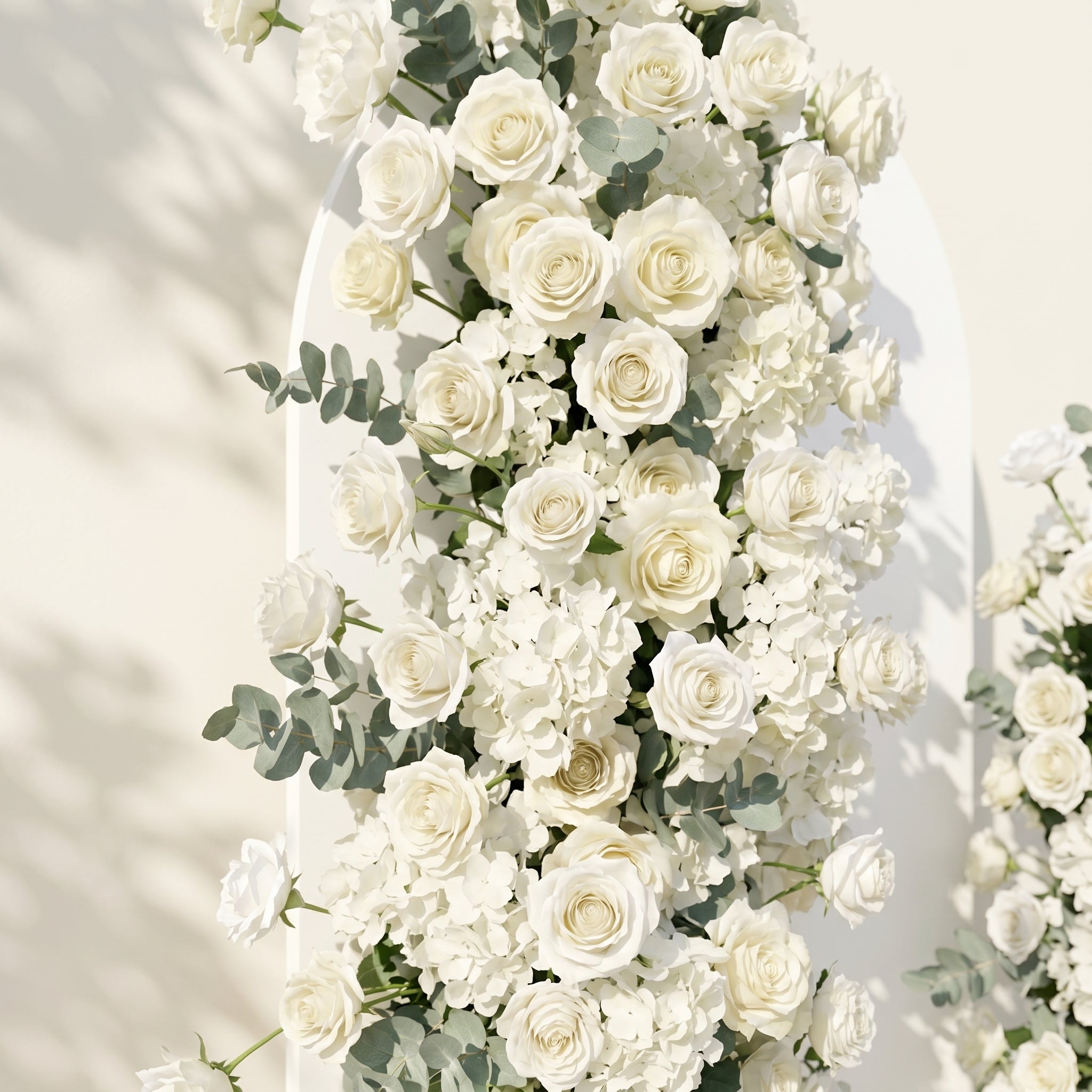 White Rose Eucalyptus Wedding Background Arch KT Board Decorative Flower Row Excludes Frame