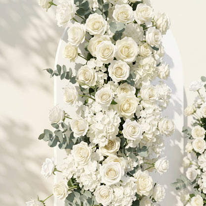 White Rose Eucalyptus Wedding Background Arch KT Board Decorative Flower Row Excludes Frame